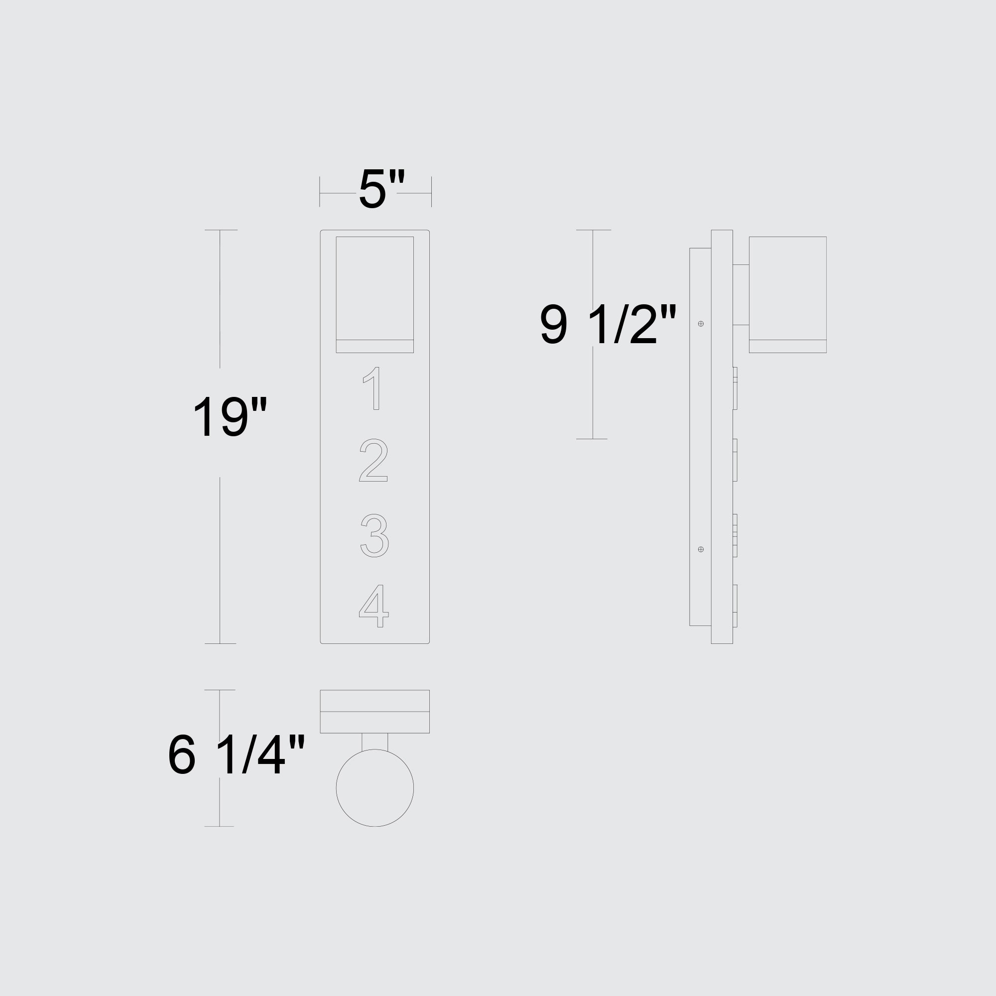 Alteck Woodone 19-Inch Black 3-CCT LED Outdoor Wall Light - AW0010-3CCT-W-BK - Line Drawing
