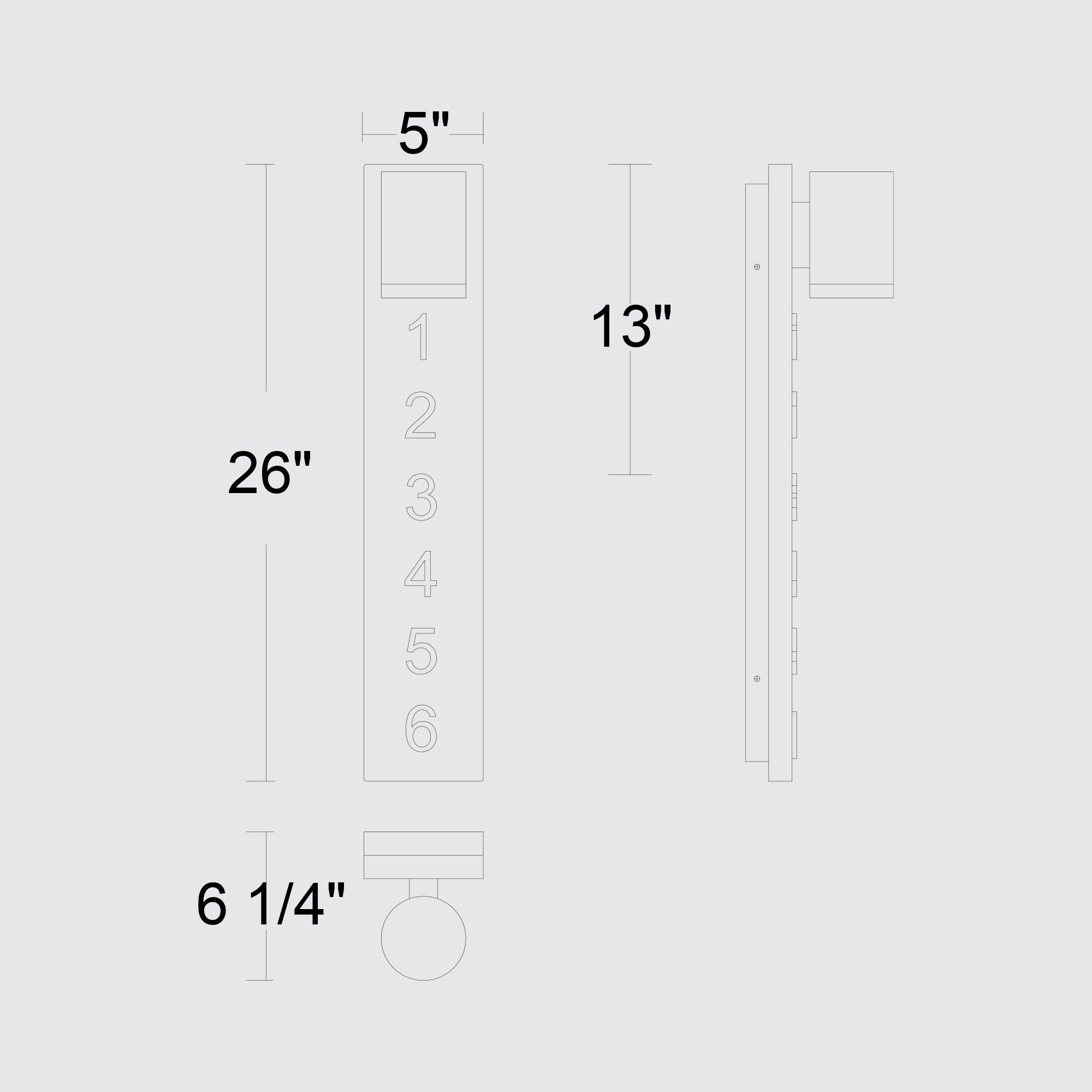 Alteck Woodone 26-Inch Black 3-CCT LED Outdoor Wall Light - AW0011-3CCT-W-BK - Line Drawing