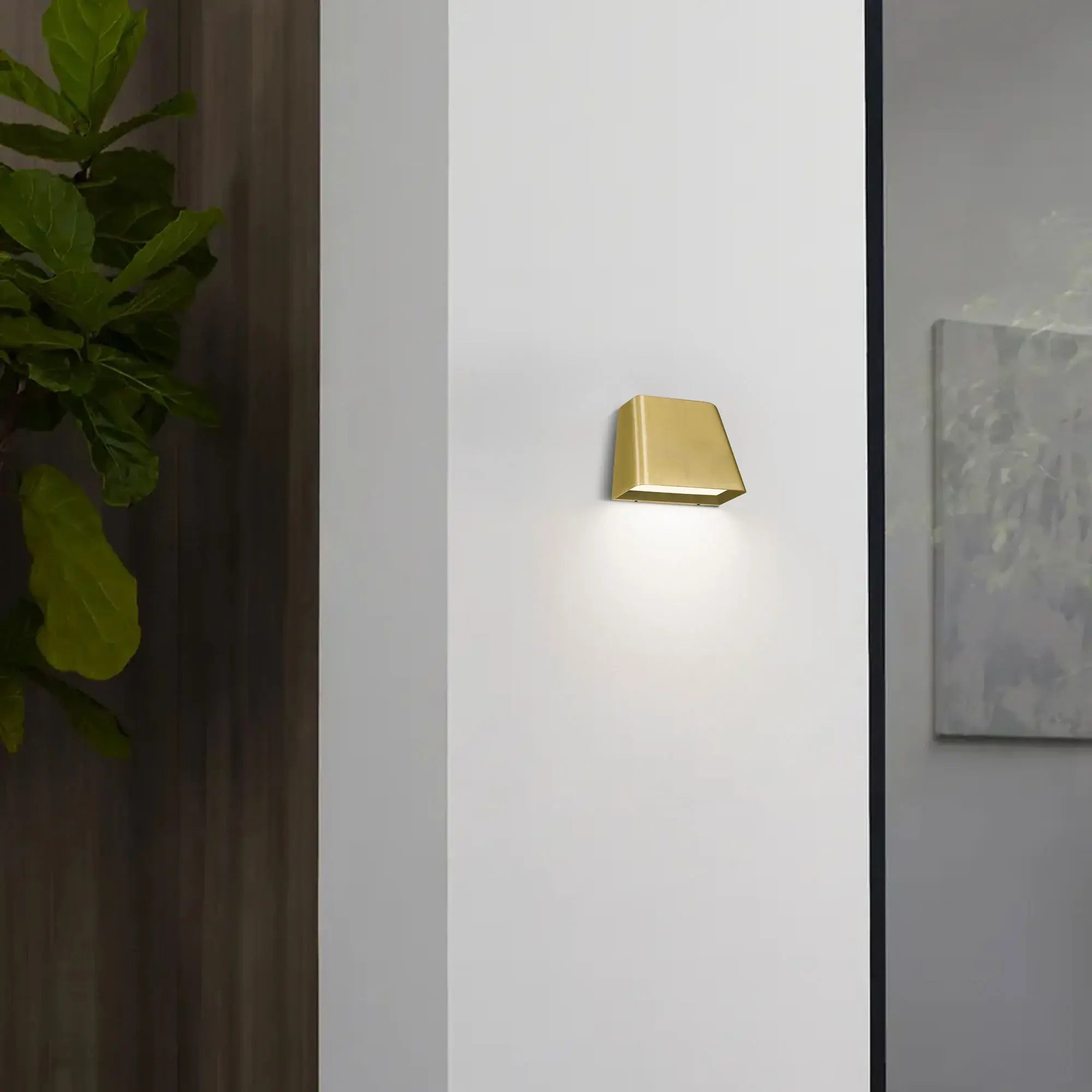 Alteck Bull 4.625-Inch Brushed Brass 3-CCT LED Outdoor Wall Light - Wet Rated - AW0031-3CCT-W-BB Alteck