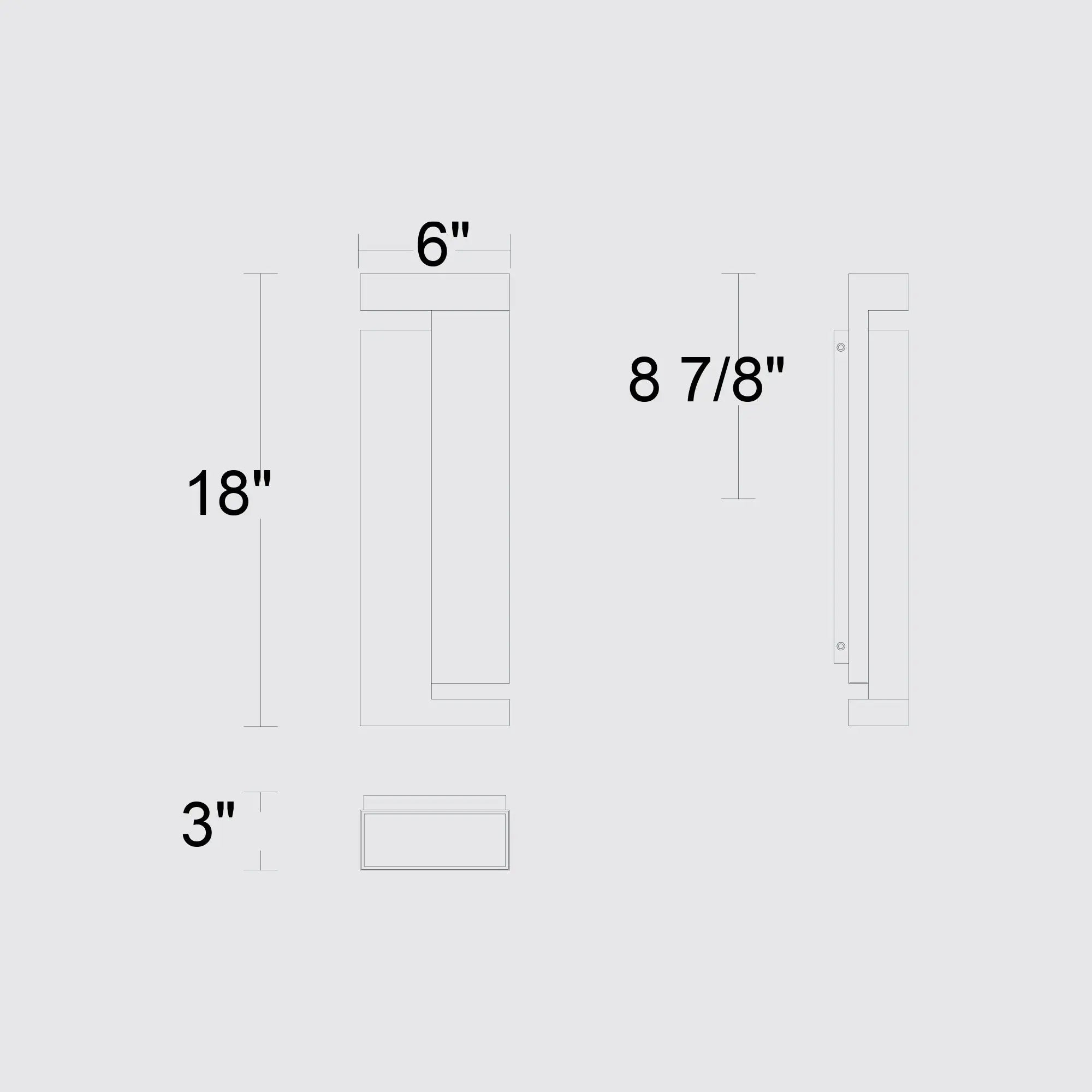 Alteck Dance 18-Inch Black 3-CCT LED Outdoor Wall Light - AW0037-3CCT-W-BK - Line Drawing