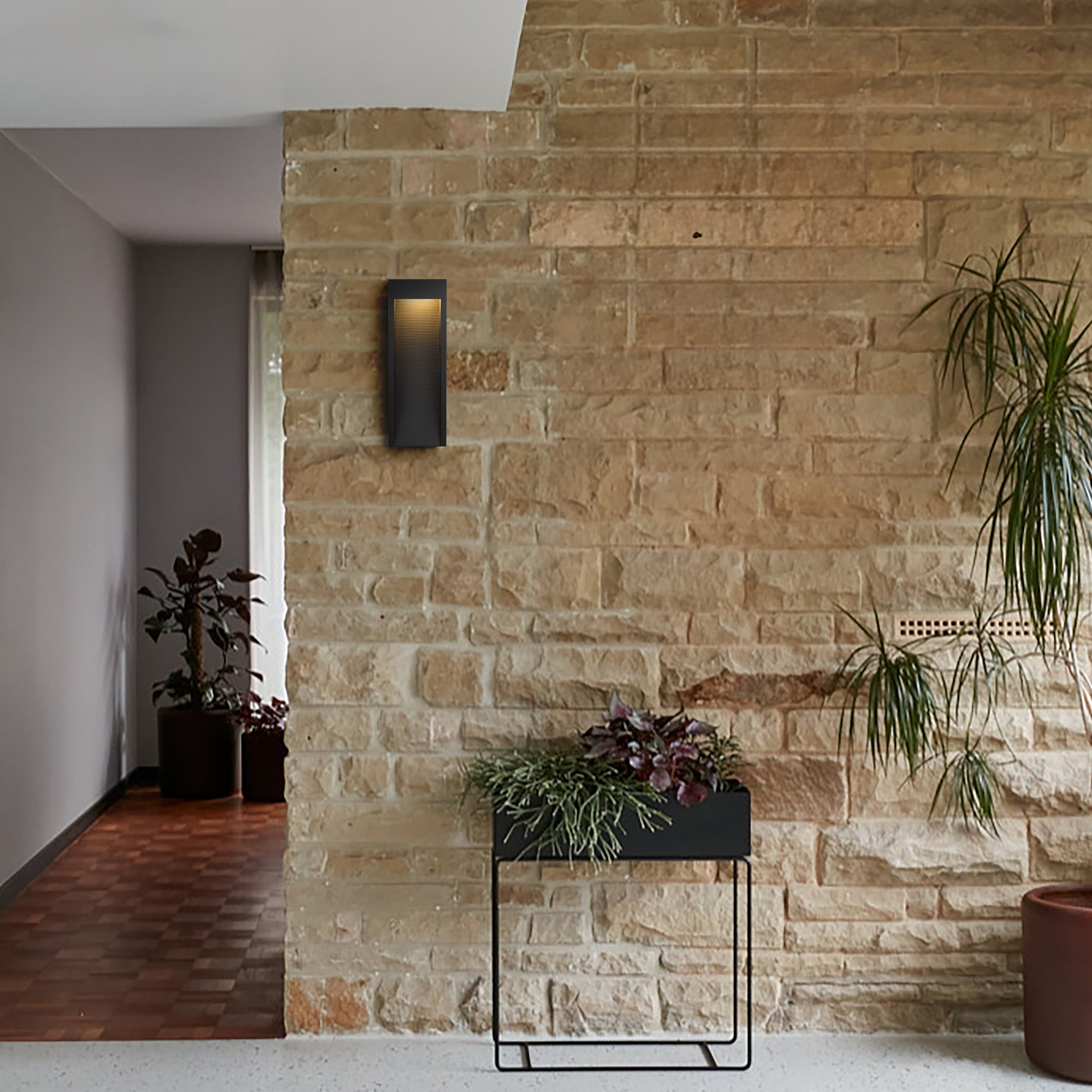 Alteck Taper 16-Inch Black 3-CCT LED Outdoor Wall Light - AW0039-3CCT-W-BK - Application Interior Image