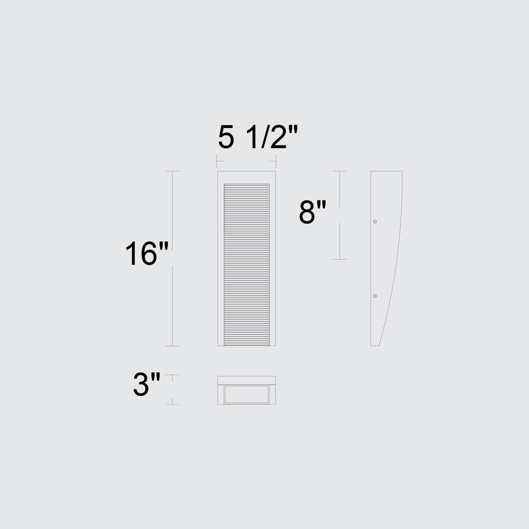 Alteck Taper 16-Inch Black 3-CCT LED Outdoor Wall Light - AW0039-3CCT-W-BK - Line Drawing