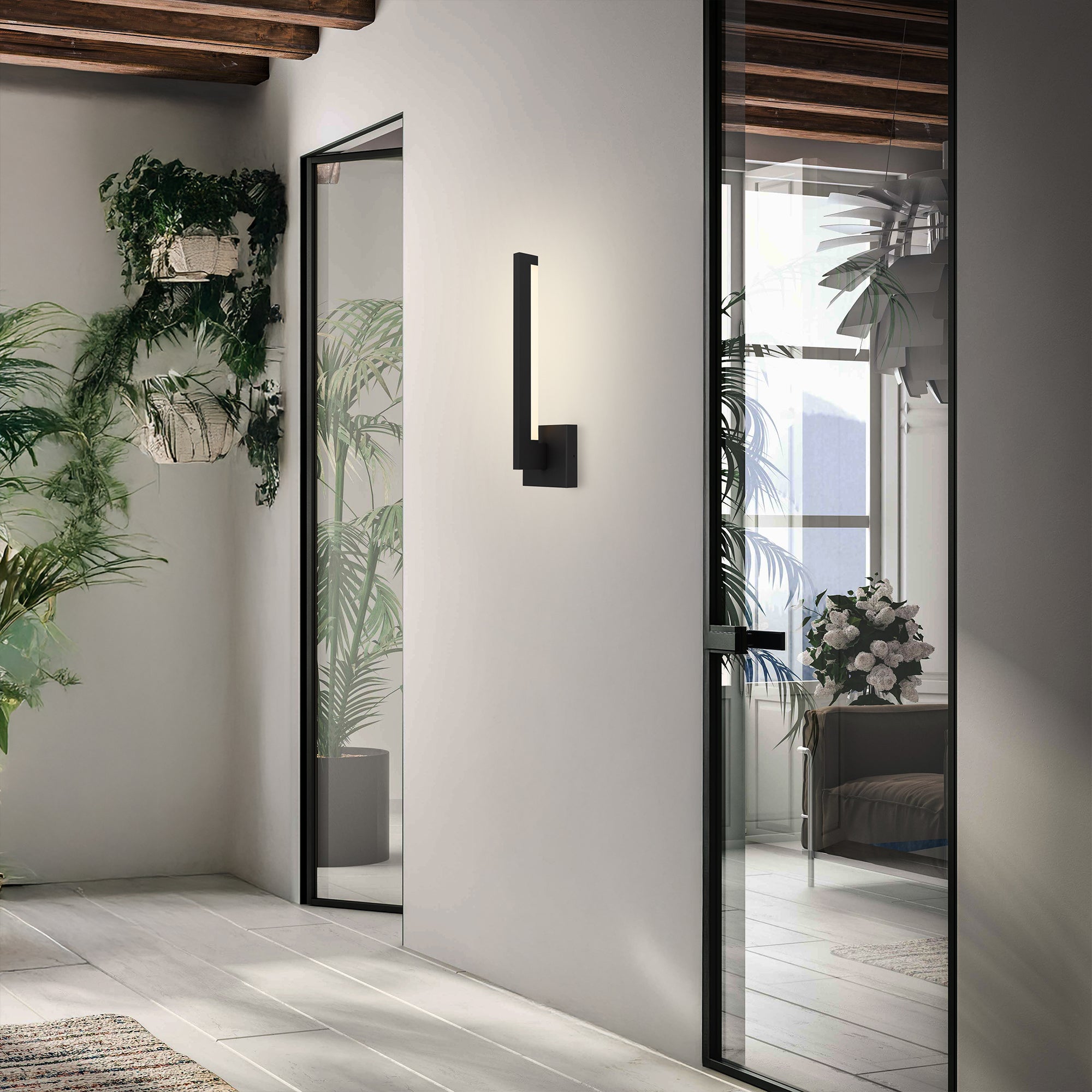 Alteck Lana 18-Inch Black 3-CCT LED Outdoor Wall Light - AW0040-3CCT-W-BK - Application Interior Image