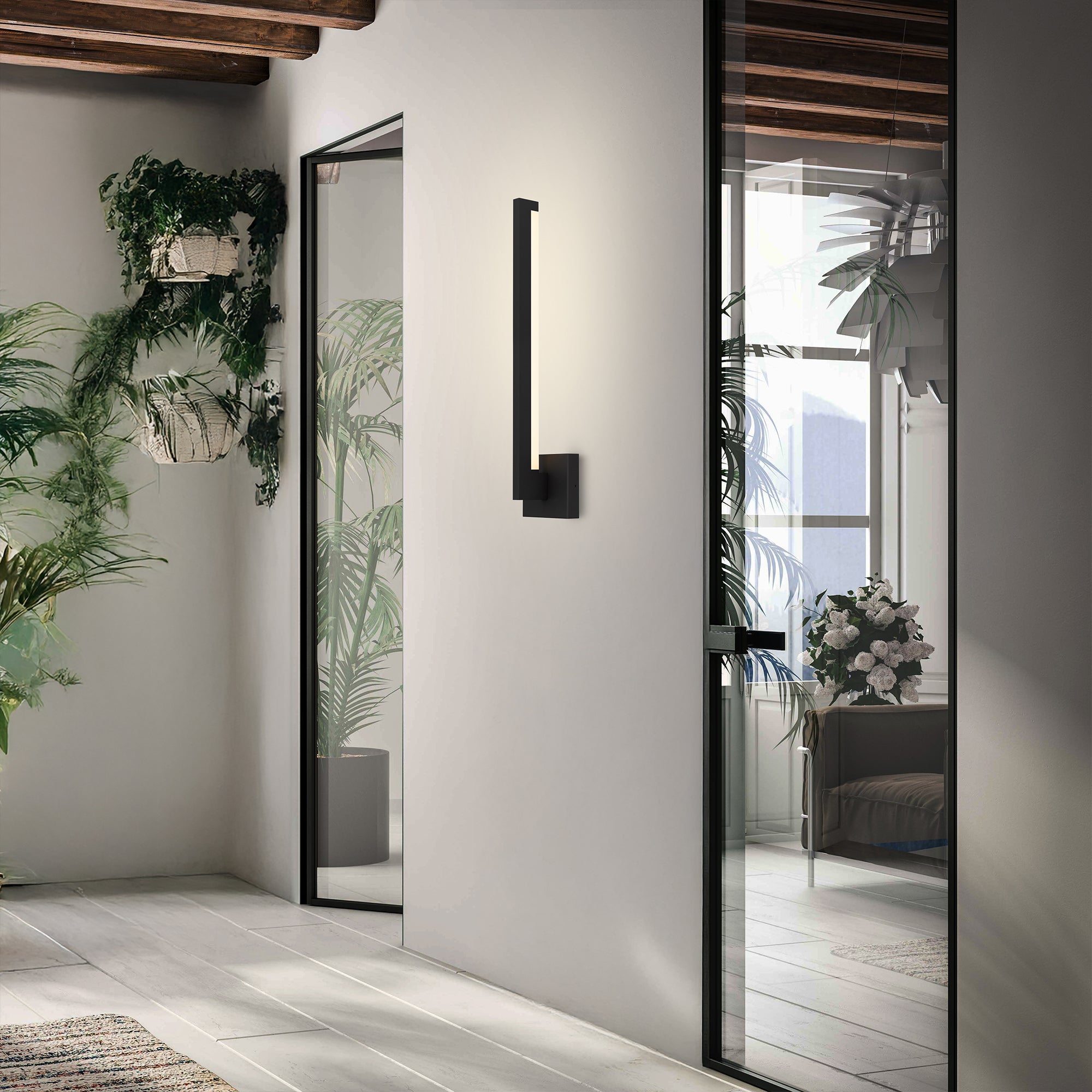 Alteck Lana 24-Inch Black 3-CCT LED Outdoor Wall Light - AW0041-3CCT-W-BK - Application Interior Image