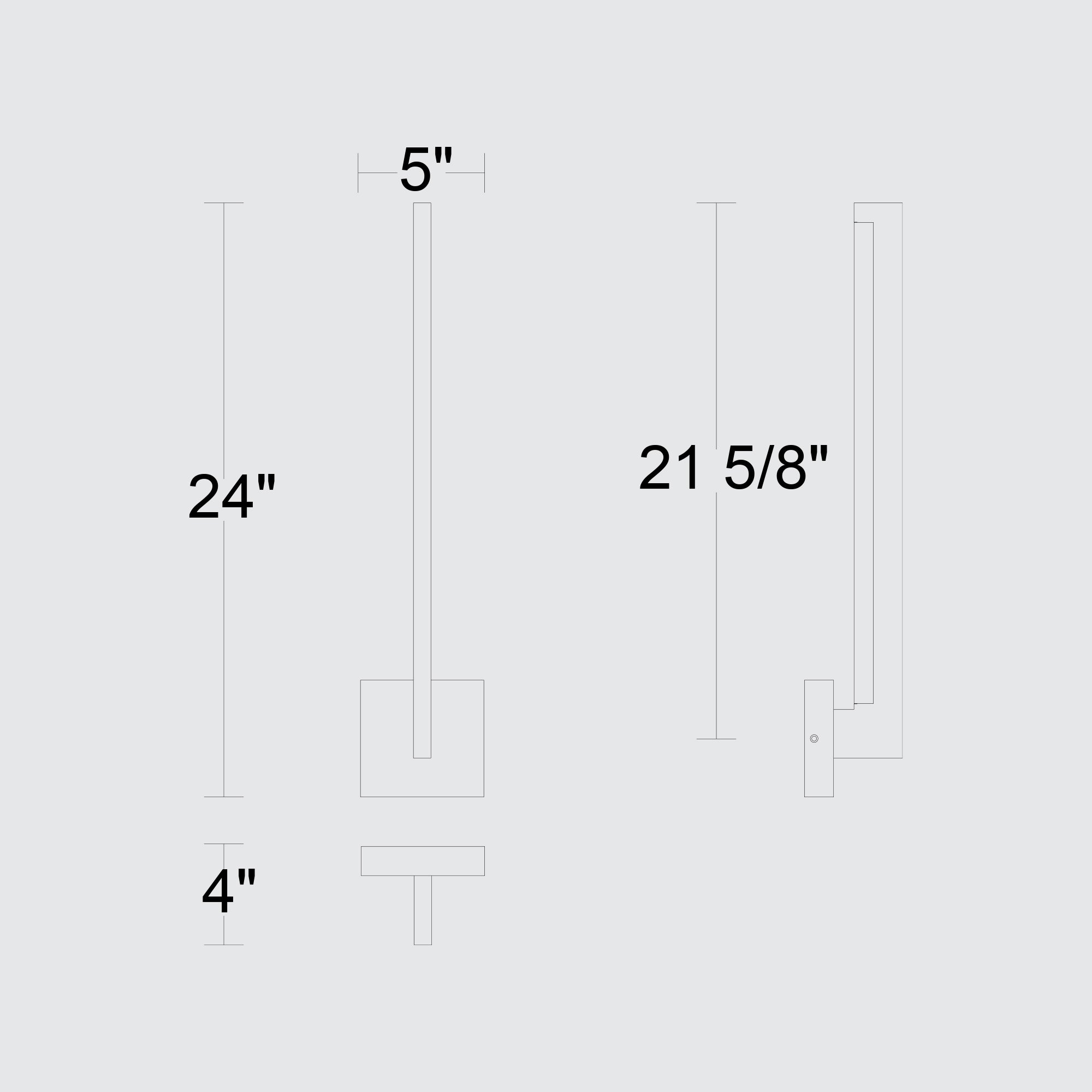 Alteck Lana 24-Inch Black 3-CCT LED Outdoor Wall Light - AW0041-3CCT-W-BK - Line Drawing
