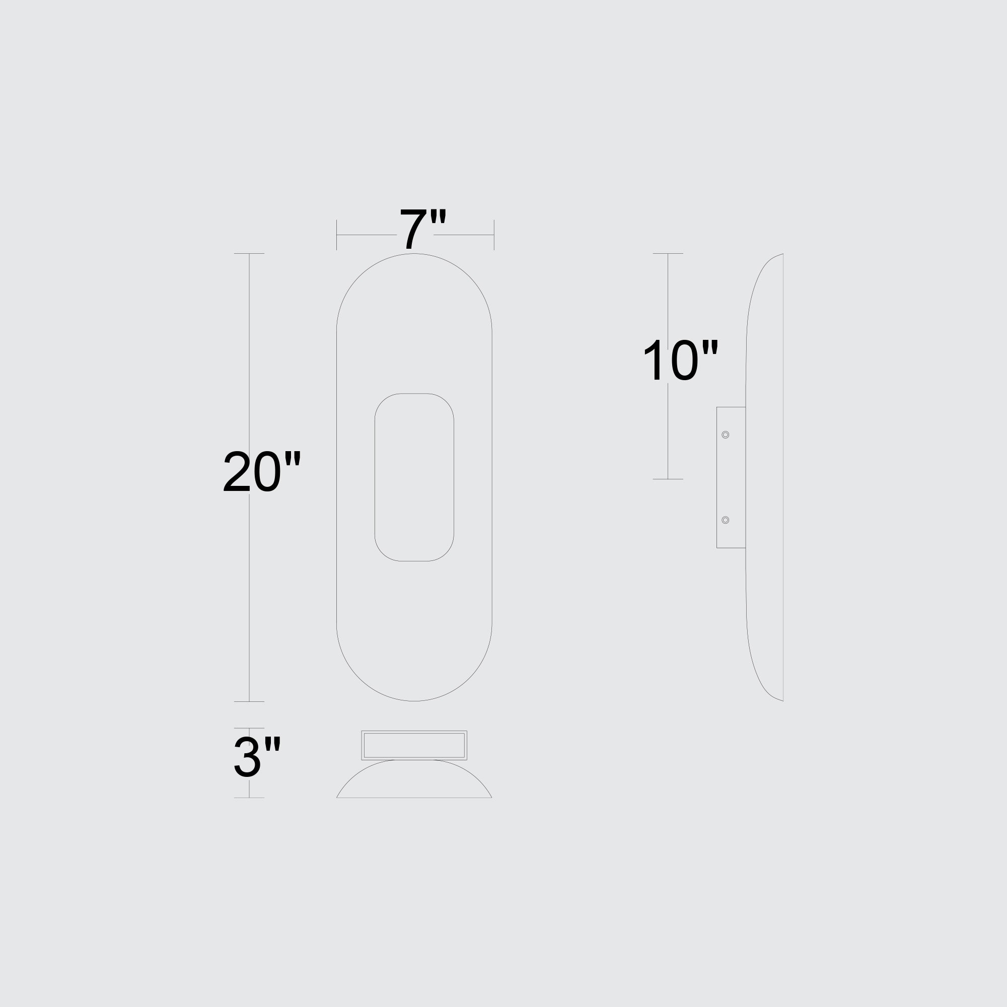 Alteck Marilyn 20-Inch Black 3-CCT LED Outdoor Wall Light - AW0042-3CCT-W-BK/BA - Line Drawing