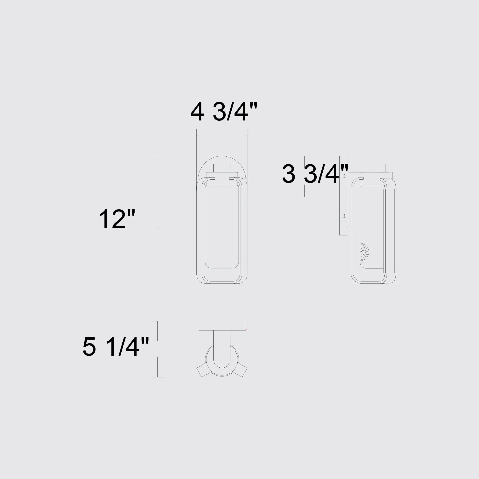 Alteck Clover 12-Inch Black 3-CCT LED Outdoor Wall Light - AW0047-3CCT-W-BK - Line Drawing