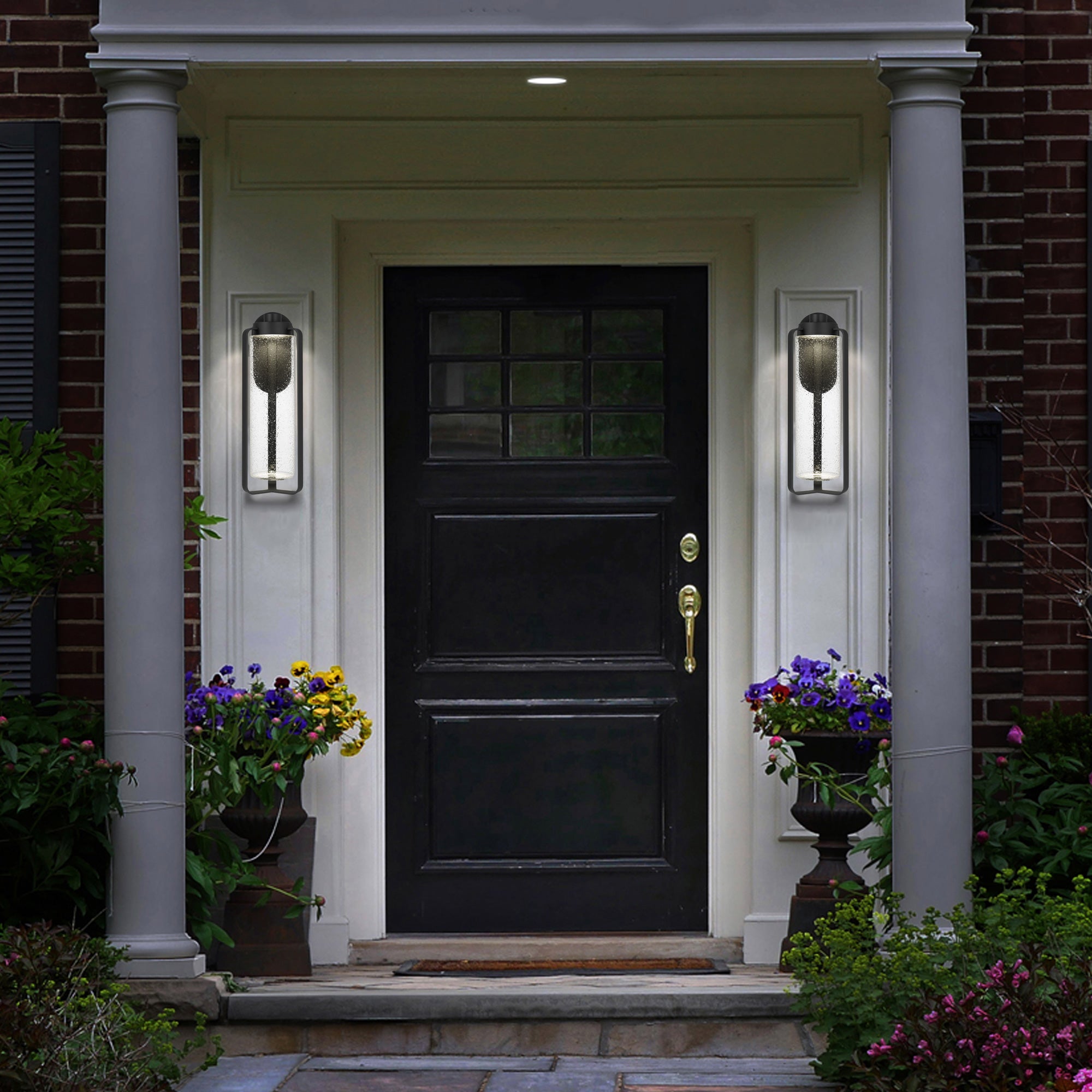 Alteck Clover 20.5-Inch Black 3-CCT LED Outdoor Wall Light - AW0049-3CCT-W-BK - Application Exterior Image