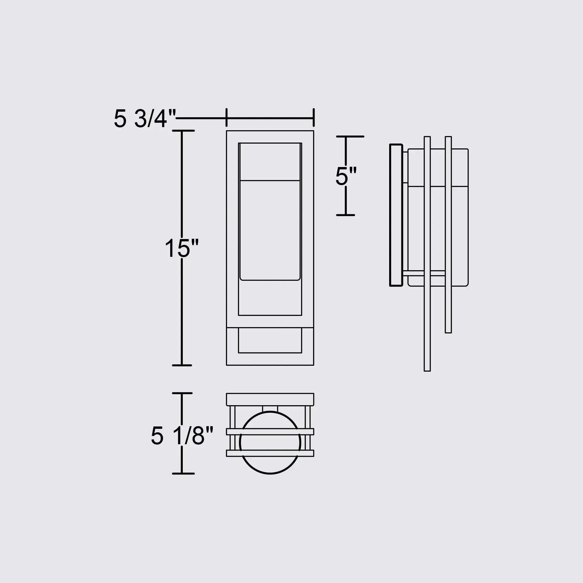 Alteck 2 Step 15-Inch Black 3-CCT LED Outdoor Wall Light - AW0050-3CCT-W-BK - Line Drawing