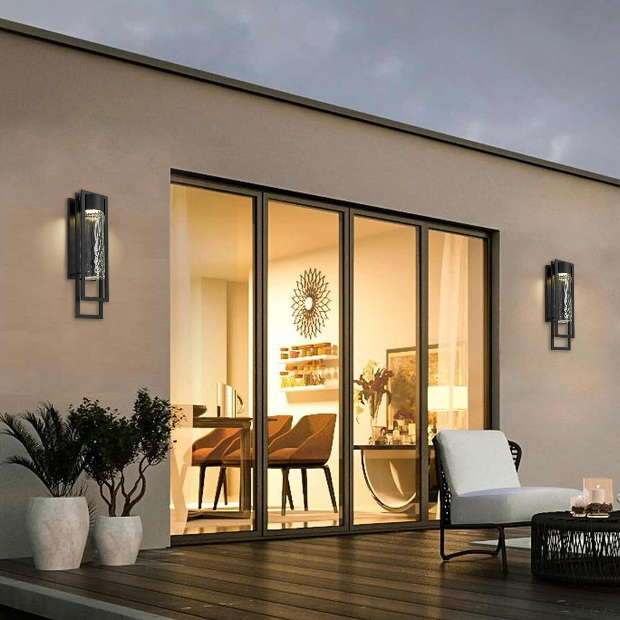 Alteck 2 Step 25-Inch Black 3-CCT LED Outdoor Wall Light - AW0052-3CCT-W-BK - Application Exterior Image