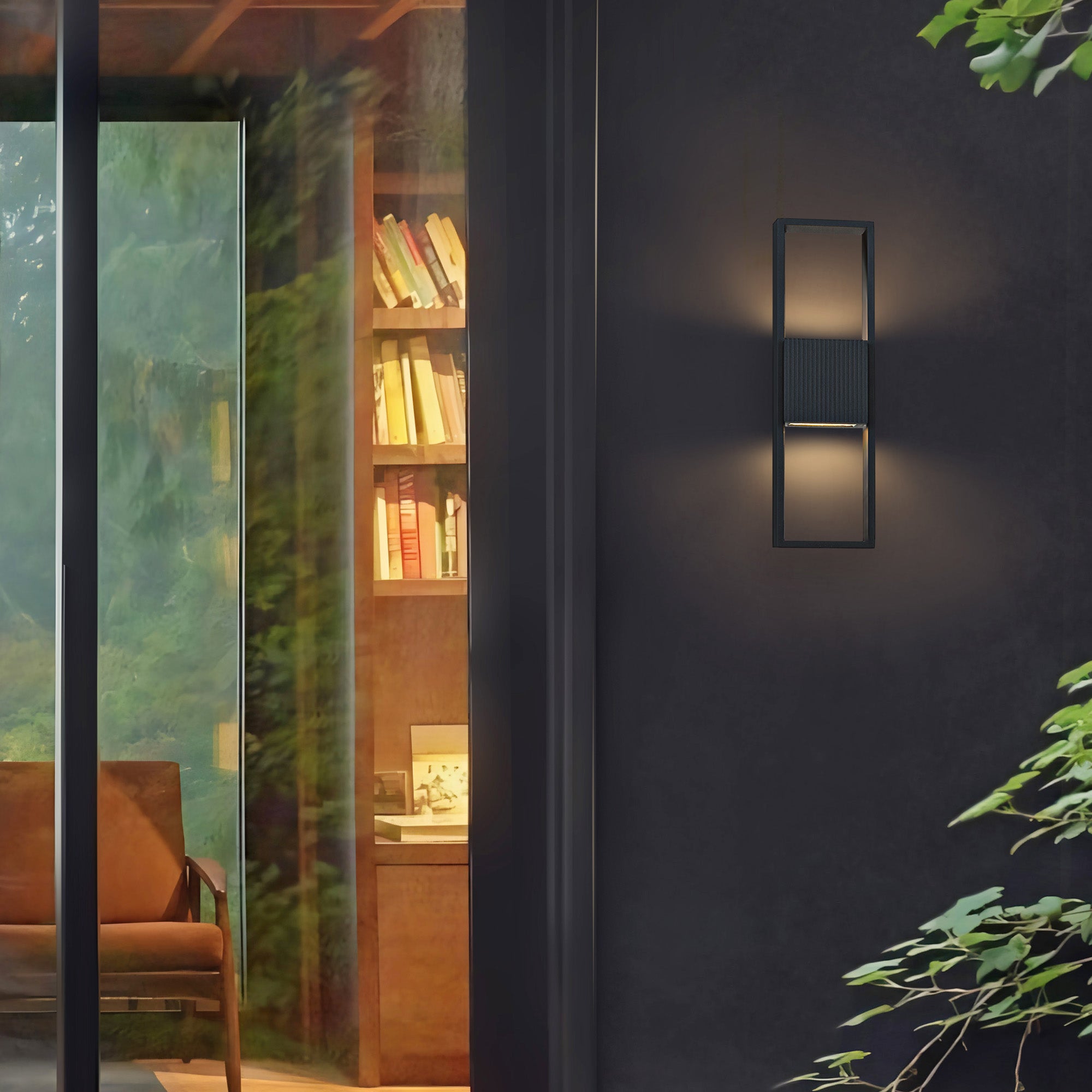 Alteck Miami 18-Inch Black 3-CCT LED Outdoor Wall Light - AW0056-3CCT-W-BK - Application Exterior Image