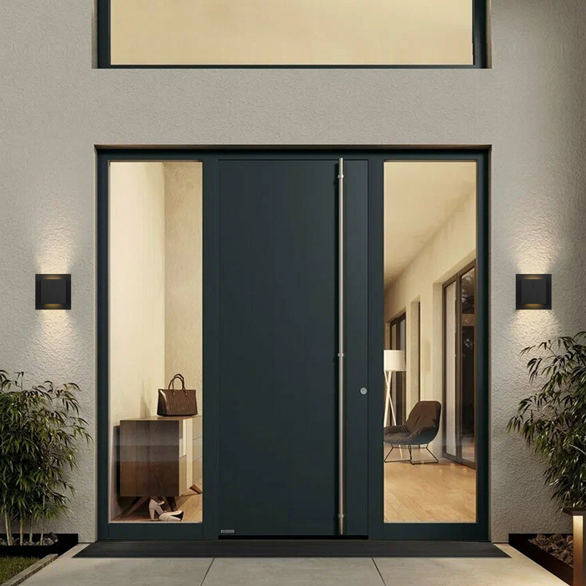 Alteck Miami 8-Inch Black 3-CCT LED Outdoor Wall Light - AW0060-3CCT-W-BK - Application Exterior Image