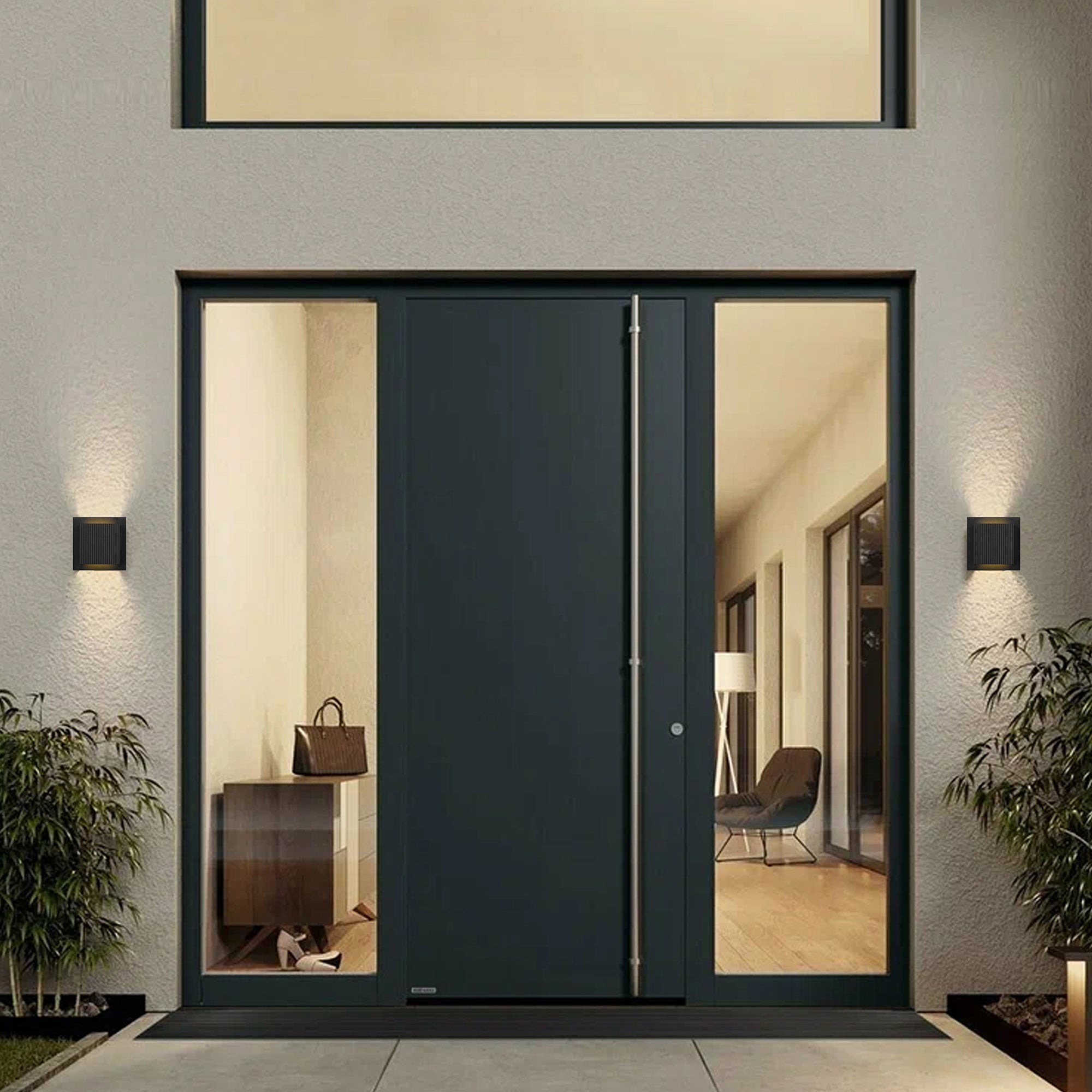 Alteck Miami 6.25-Inch Black 3-CCT LED Outdoor Wall Light - AW0061-3CCT-W-BK - Application Exterior Image