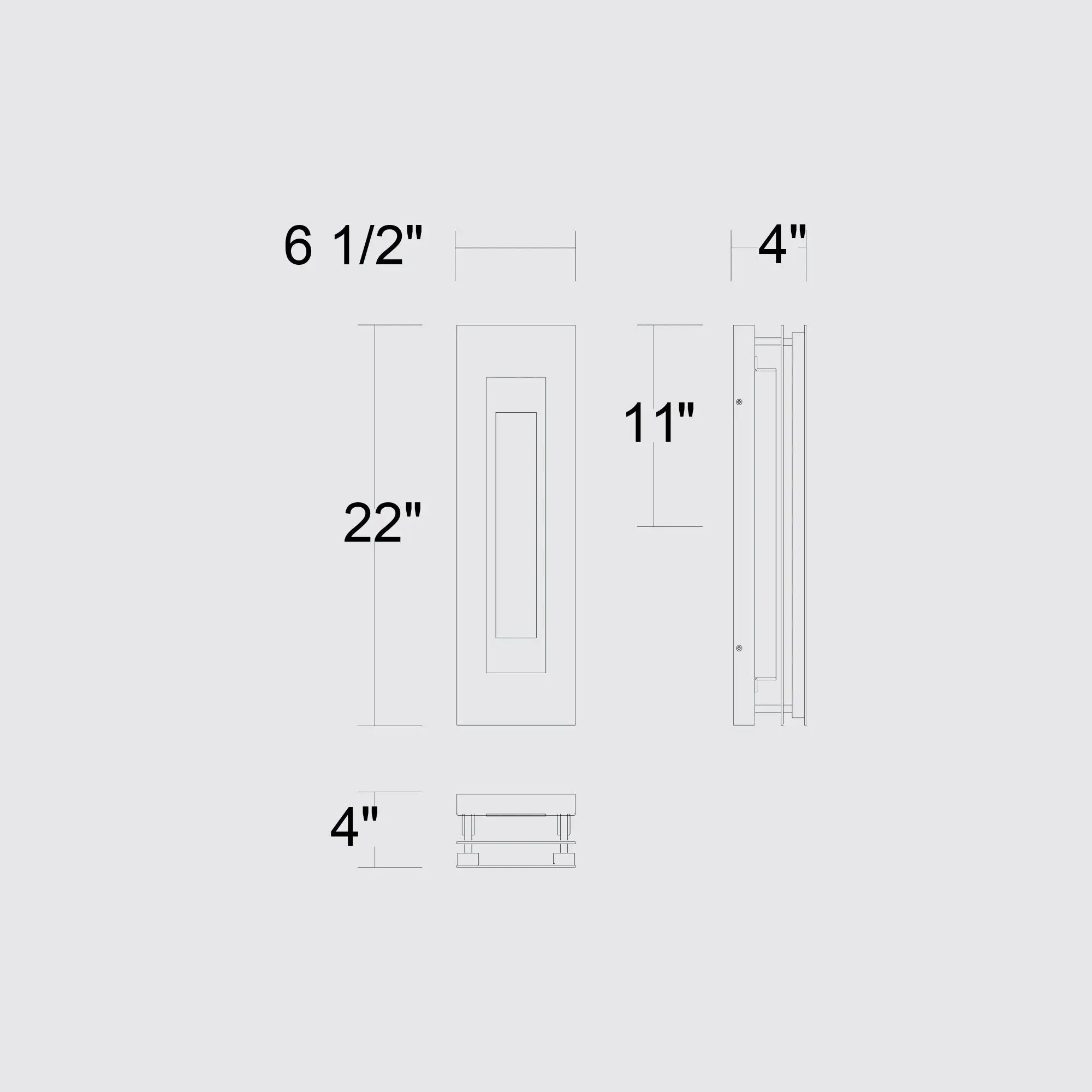 Alteck Layer 22-Inch Black 3-CCT LED Outdoor Wall Light - AW0080-3CCT-W-BK - Line Drawing