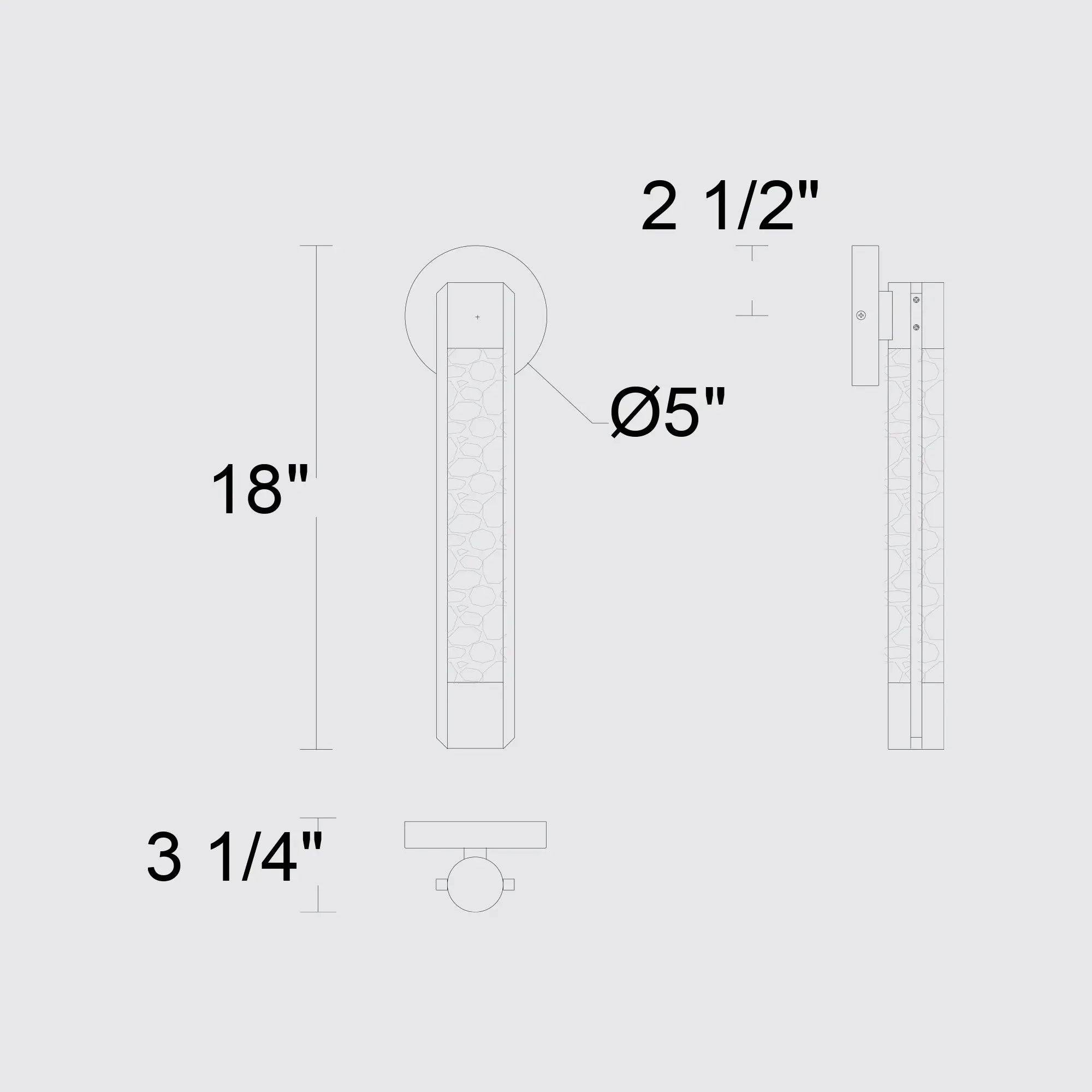 Alteck TIG 18-Inch Black 3-CCT LED Outdoor Wall Light - AW0088-3CCT-W-BK - Line Drawing
