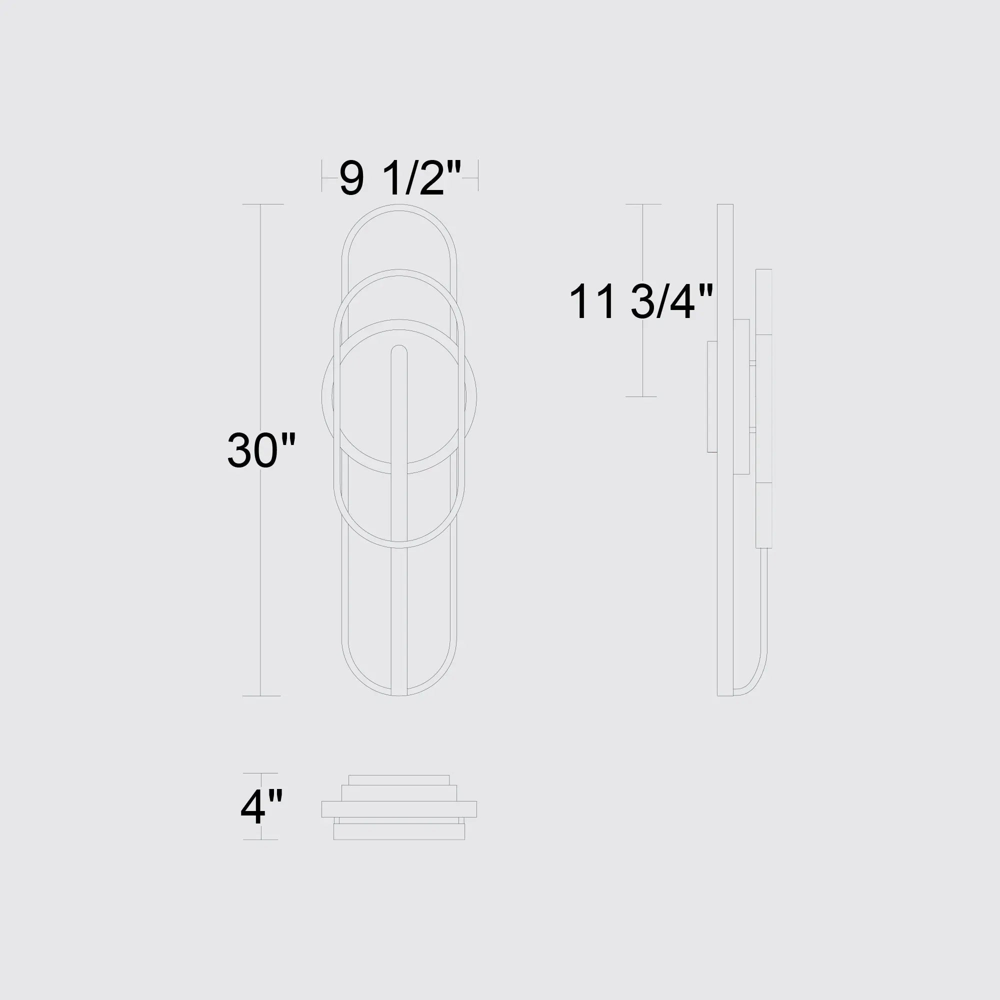 Alteck Raymond 30-Inch Black 3-CCT LED Outdoor Wall Light - AW0092-3CCT-W-BK - Line Drawing