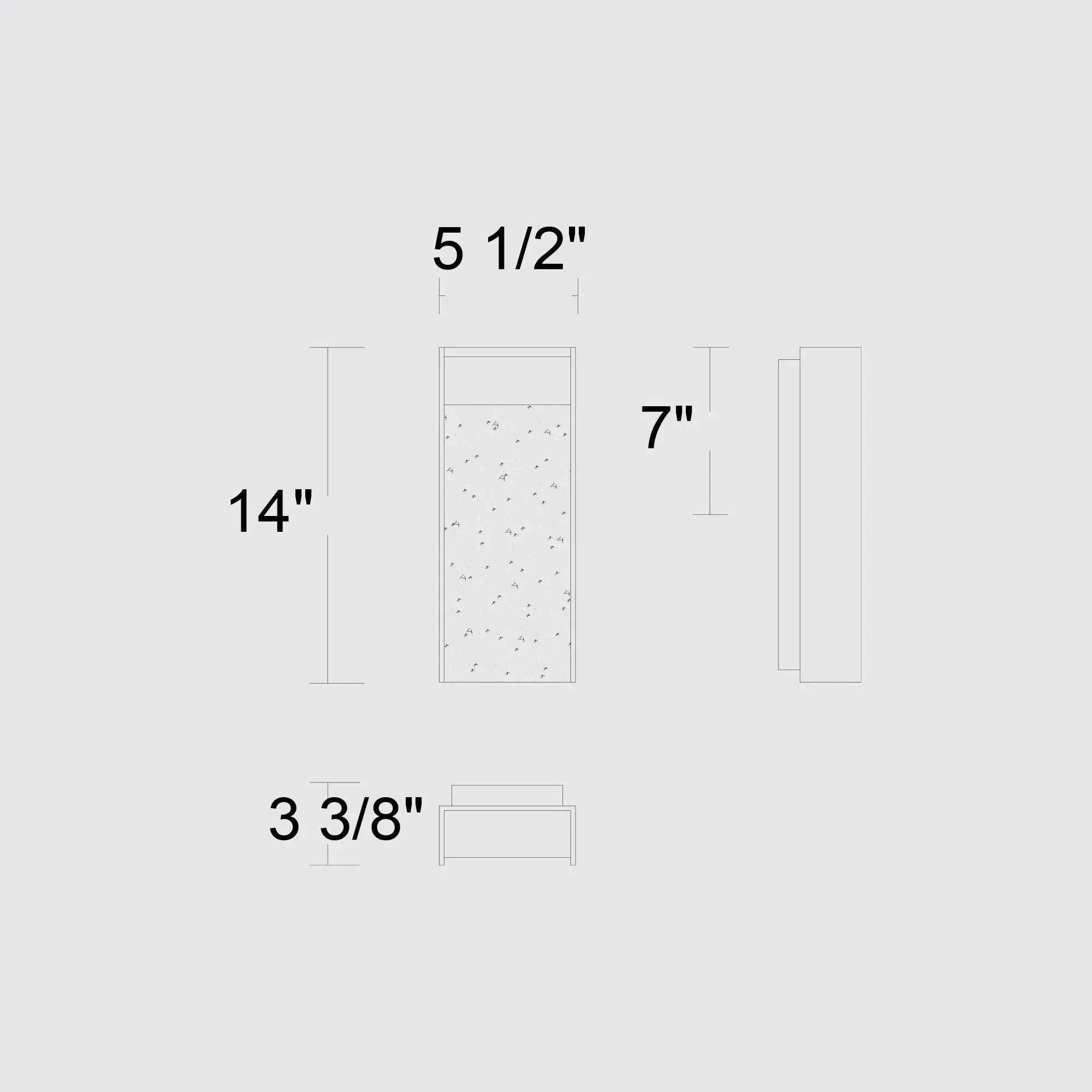 Alteck Terrazzo 14-Inch Brushed Aluminum 3-CCT LED Outdoor Wall Light - AW0095-3CCT-W-BA - Line Drawing