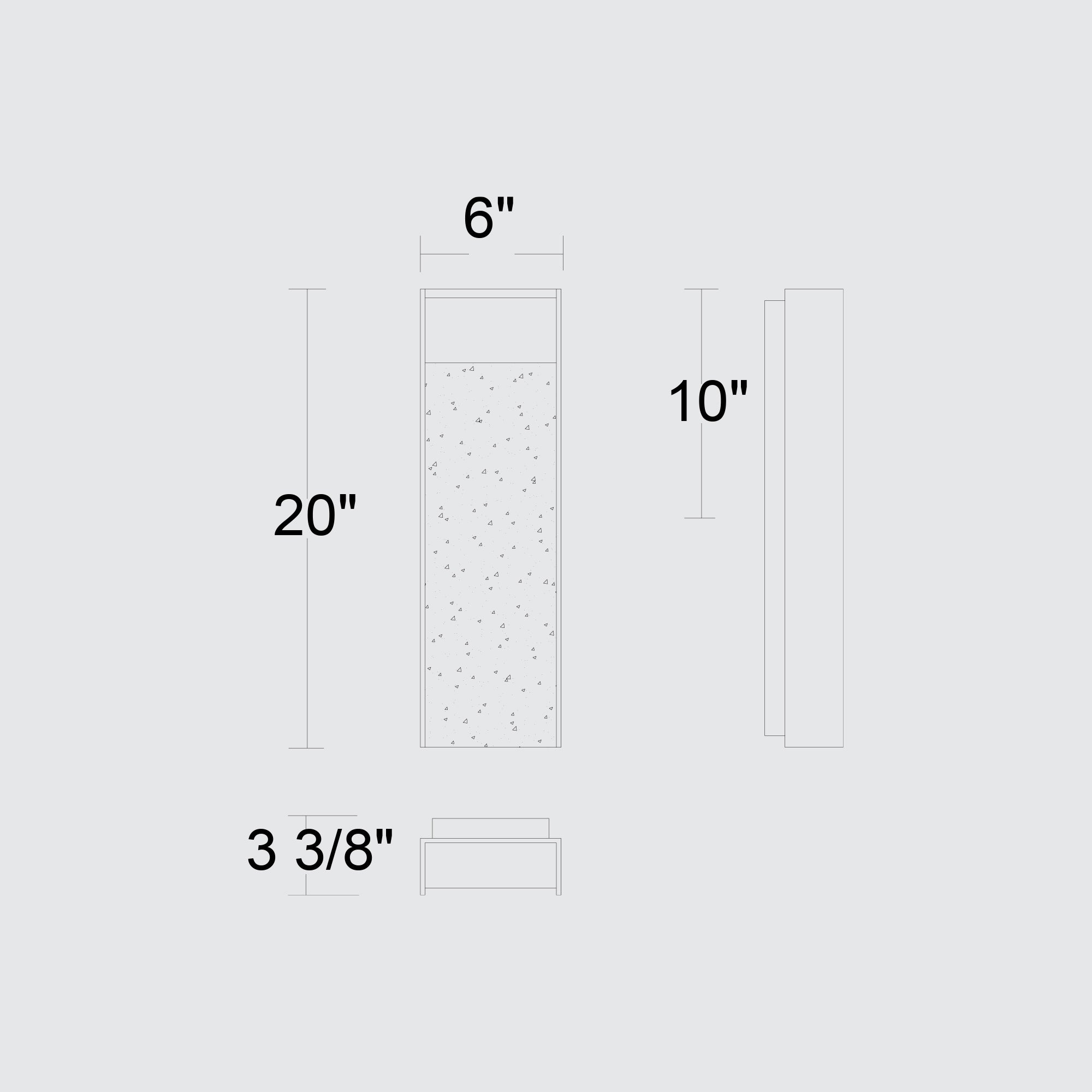 Alteck Terrazzo 20-Inch Brushed Aluminum 3-CCT LED Outdoor Wall Light - AW0096-3CCT-W-BA - Line Drawing