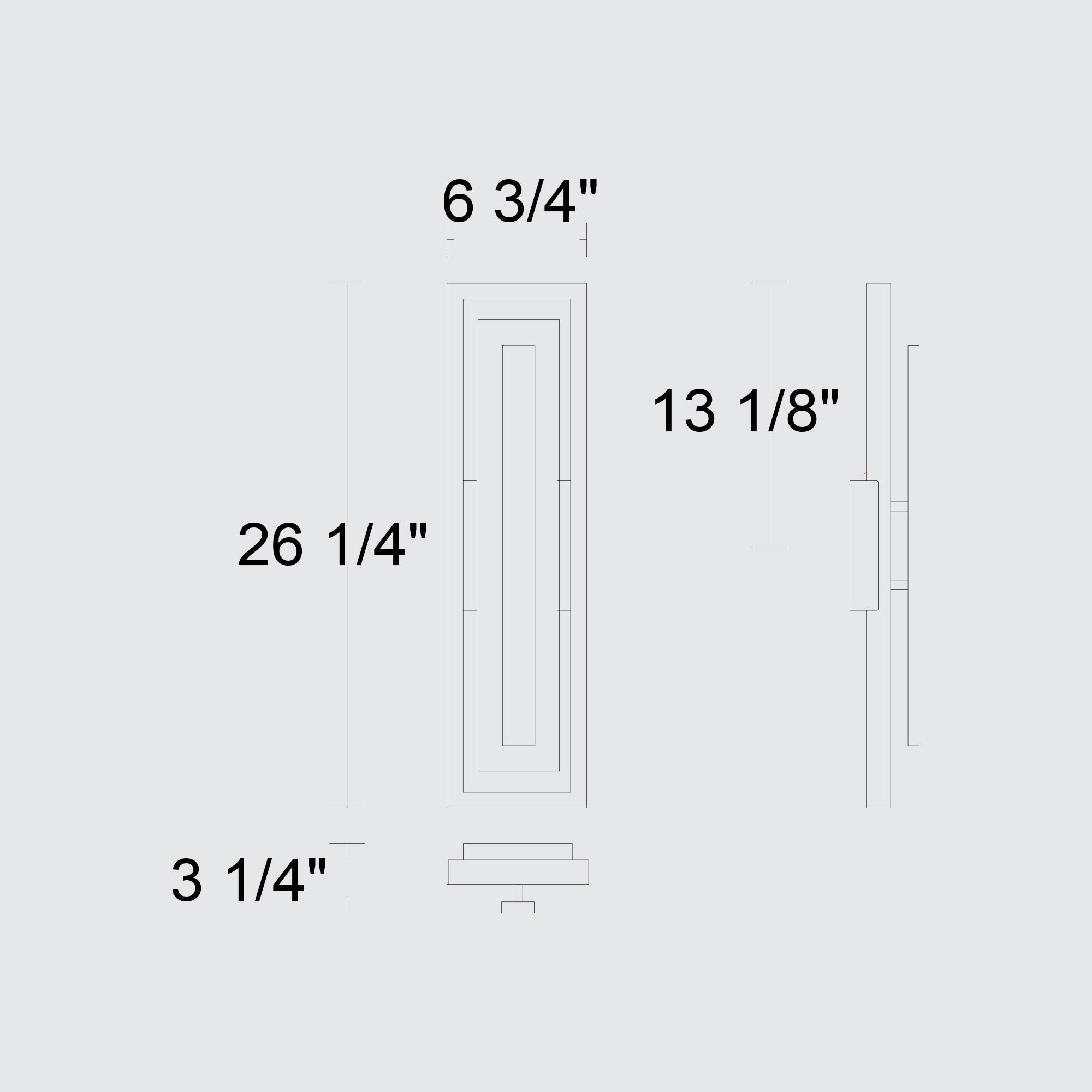 Alteck Panels 26.25-Inch Dark Bronze 3-CCT LED Outdoor Wall Light - AW0100-3CCT-W-DB - Line Drawing