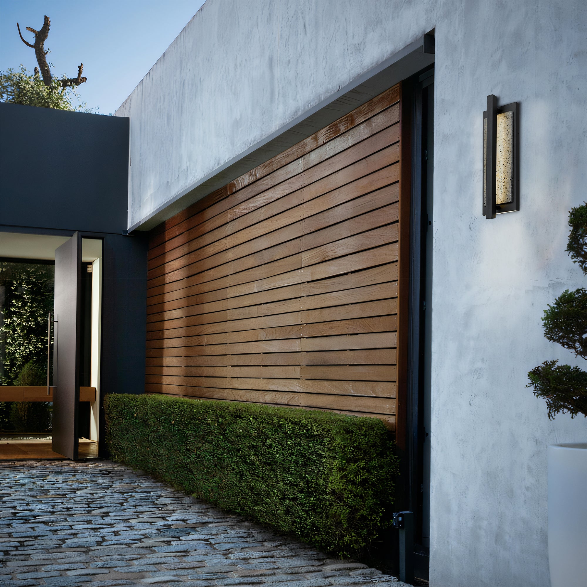 Alteck Dakota 16-Inch Black 3-CCT LED Outdoor Wall Light - AW0102-3CCT-W-BK - Application Exterior Image