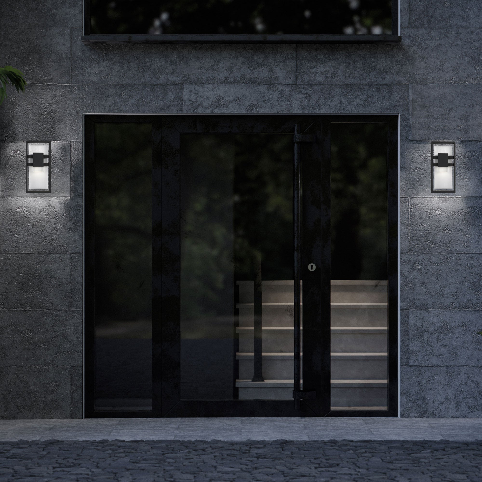 Alteck Mars 12-Inch Black 3-CCT LED Outdoor Wall Light - AW0105-3CCT-W-BK - Application Exterior Image