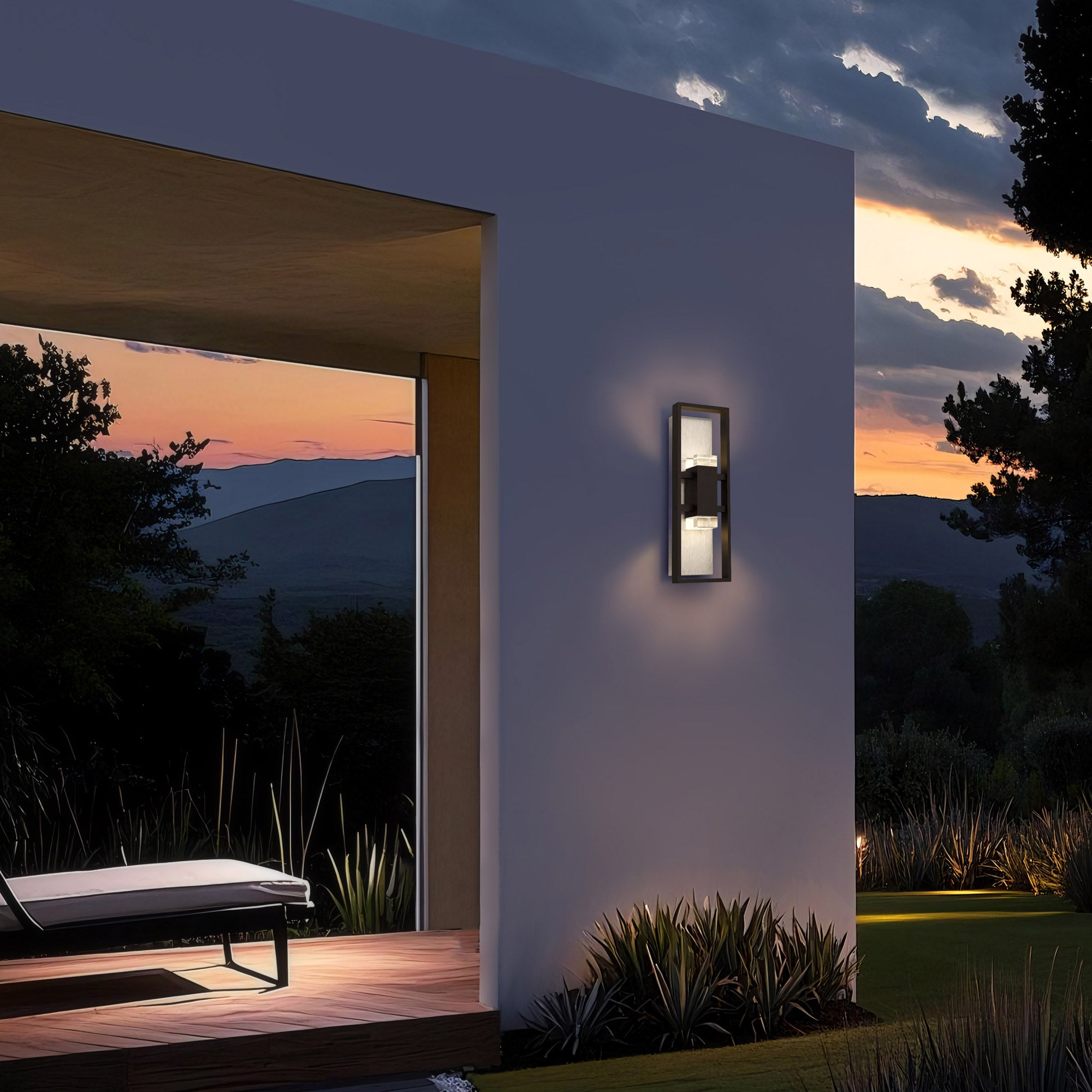 Alteck Mars 18-Inch Black 3-CCT LED Outdoor Wall Light - AW0106-3CCT-W-BK - Application Exterior Image