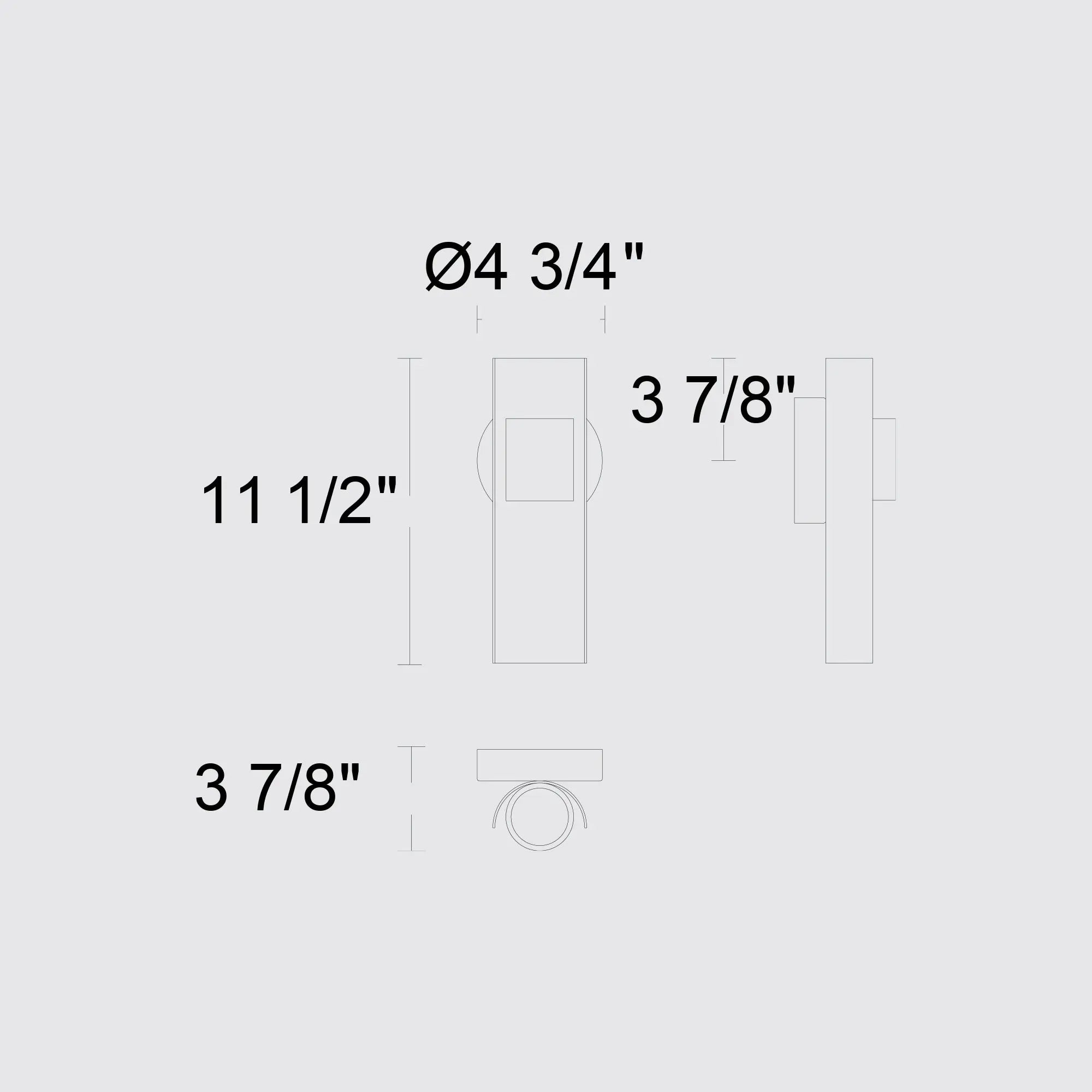 Alteck Hugo 11.5-Inch Black 3-CCT LED Outdoor Wall Light - AW0113-3CCT-W-BK - Line Drawing