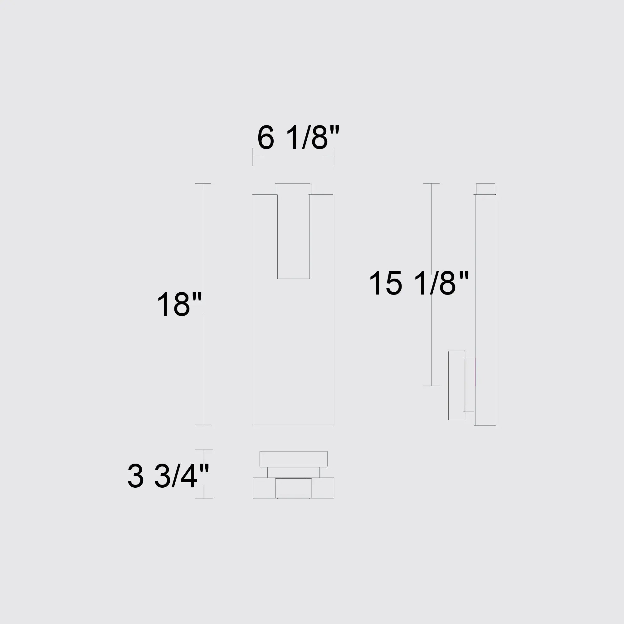 Alteck Mille 18-Inch Black 3-CCT LED Outdoor Wall Light - AW0117-3CCT-W-BK - Line Drawing
