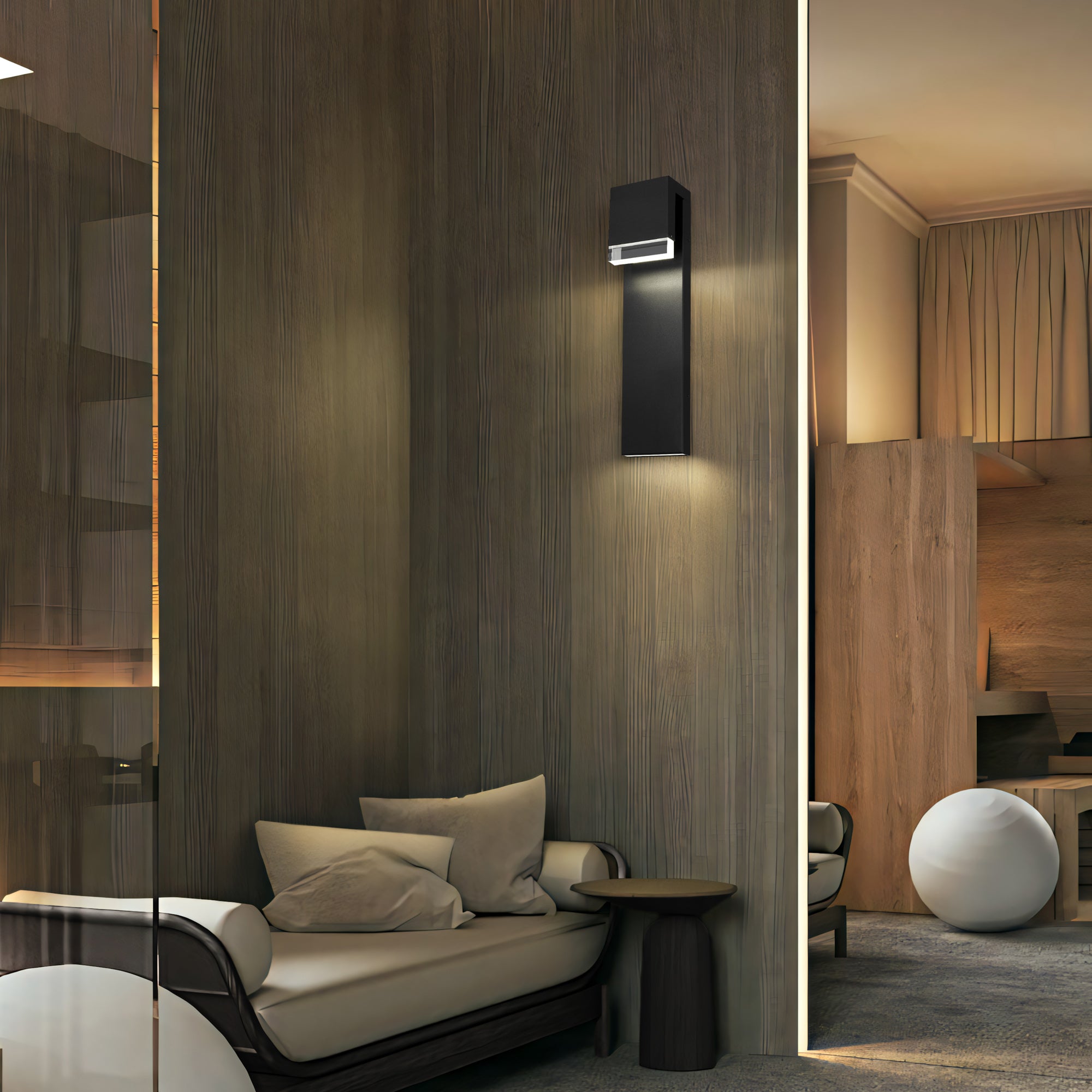 Alteck Lagos 24-Inch Black 3-CCT LED Outdoor Wall Light - AW0118-3CCT-W-BK - Application Interior Image