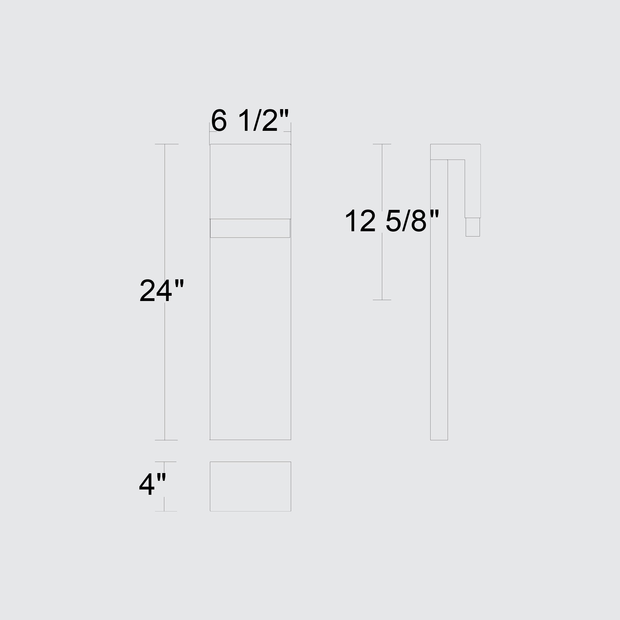 Alteck Lagos 24-Inch Black 3-CCT LED Outdoor Wall Light - AW0118-3CCT-W-BK - Line Drawing