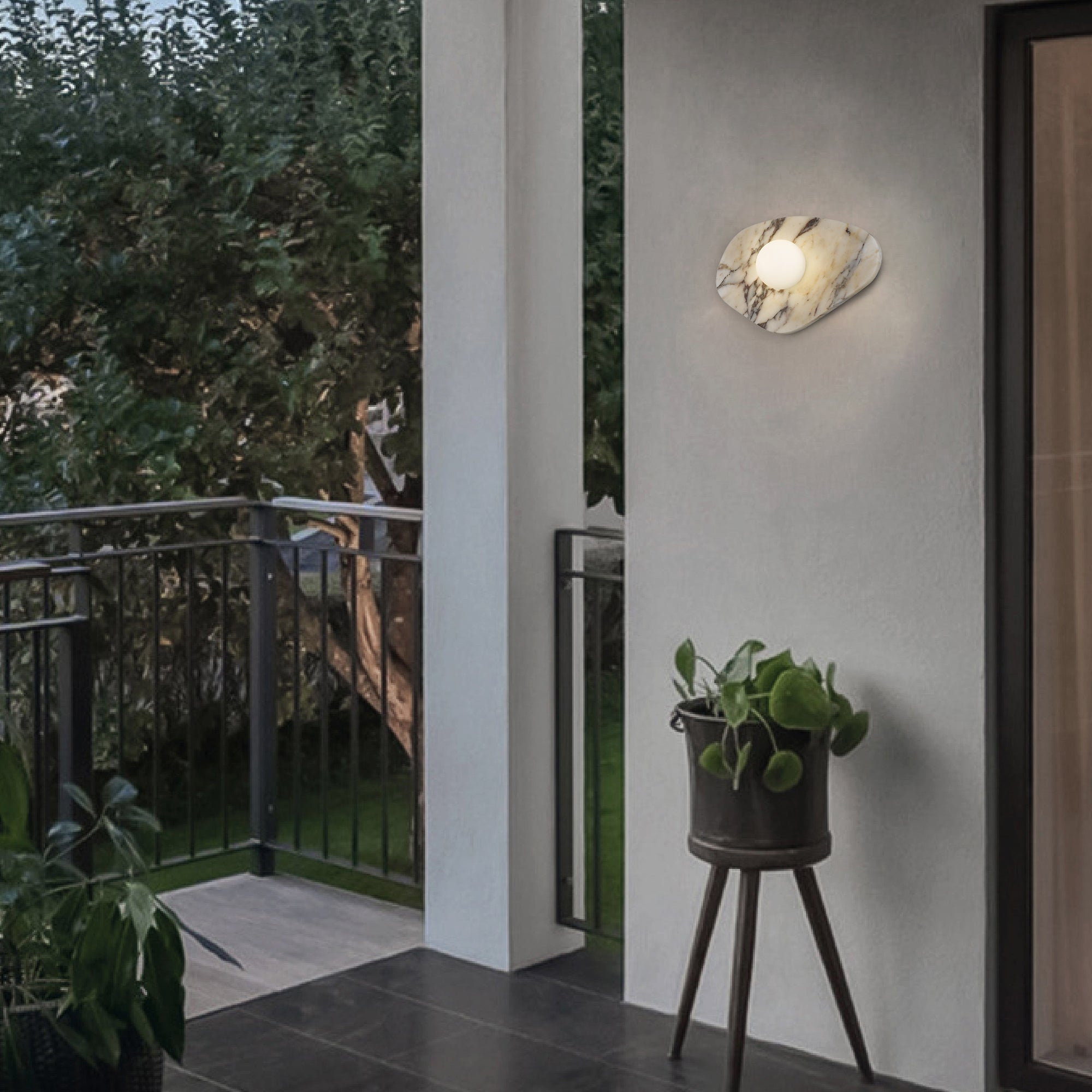 Alteck Tenere 7.75-Inch Black 3-CCT LED Outdoor Wall Light - AW0120-3CCT-W-WH - Application Exterior Image