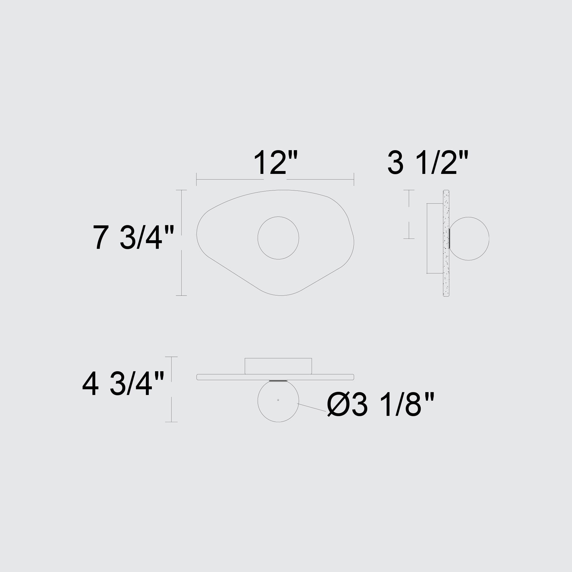 Alteck Tenere 7.75-Inch Black 3-CCT LED Outdoor Wall Light - AW0120-3CCT-W-BK - Line Drawing