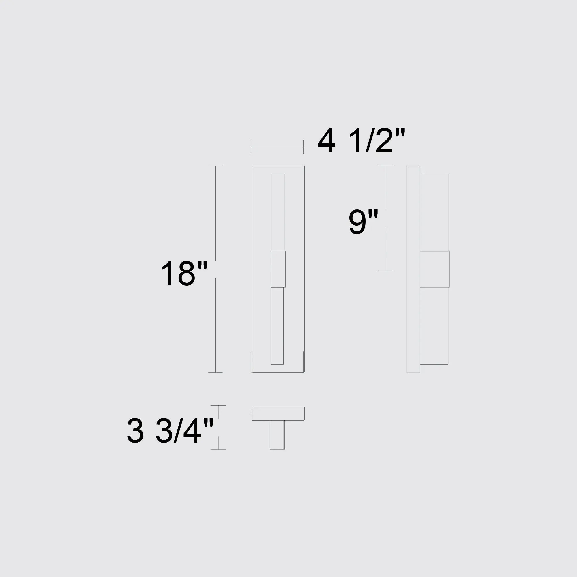 Alteck Arles 18-Inch Black 3-CCT LED Outdoor Wall Light - AW0121-3CCT-W-BK - Line Drawing