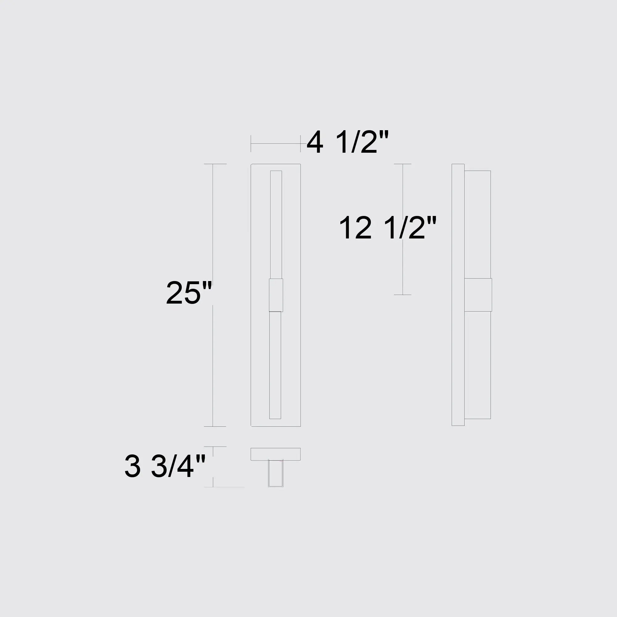 Alteck Arles 25-Inch Black 3-CCT LED Outdoor Wall Light - AW0122-3CCT-W-BK - Line Drawing