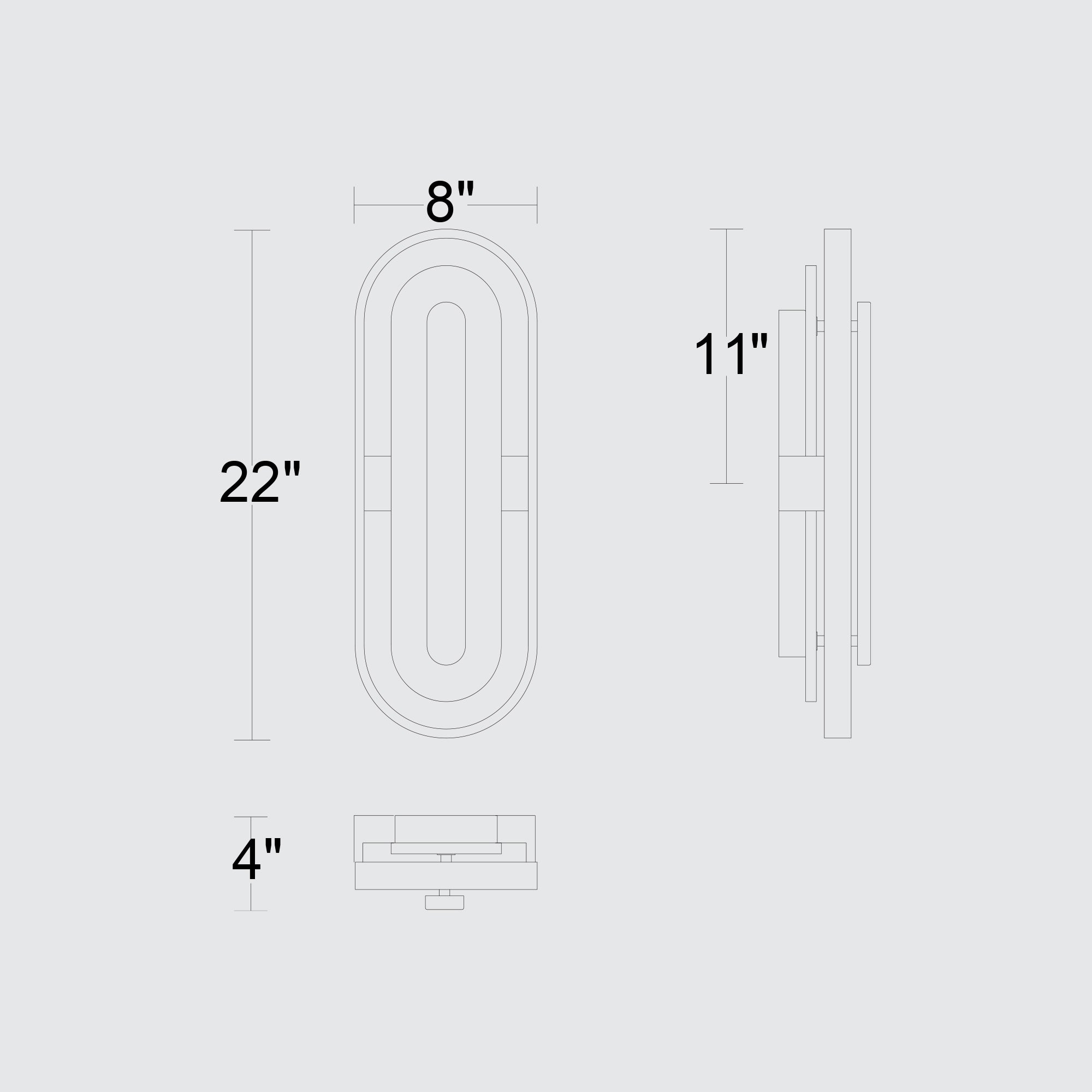 Alteck Roundabout 22-Inch Painted Antique Brass 3-CCT LED Outdoor Wall Light - AW0125-3CCT-W-BK - Line Drawing