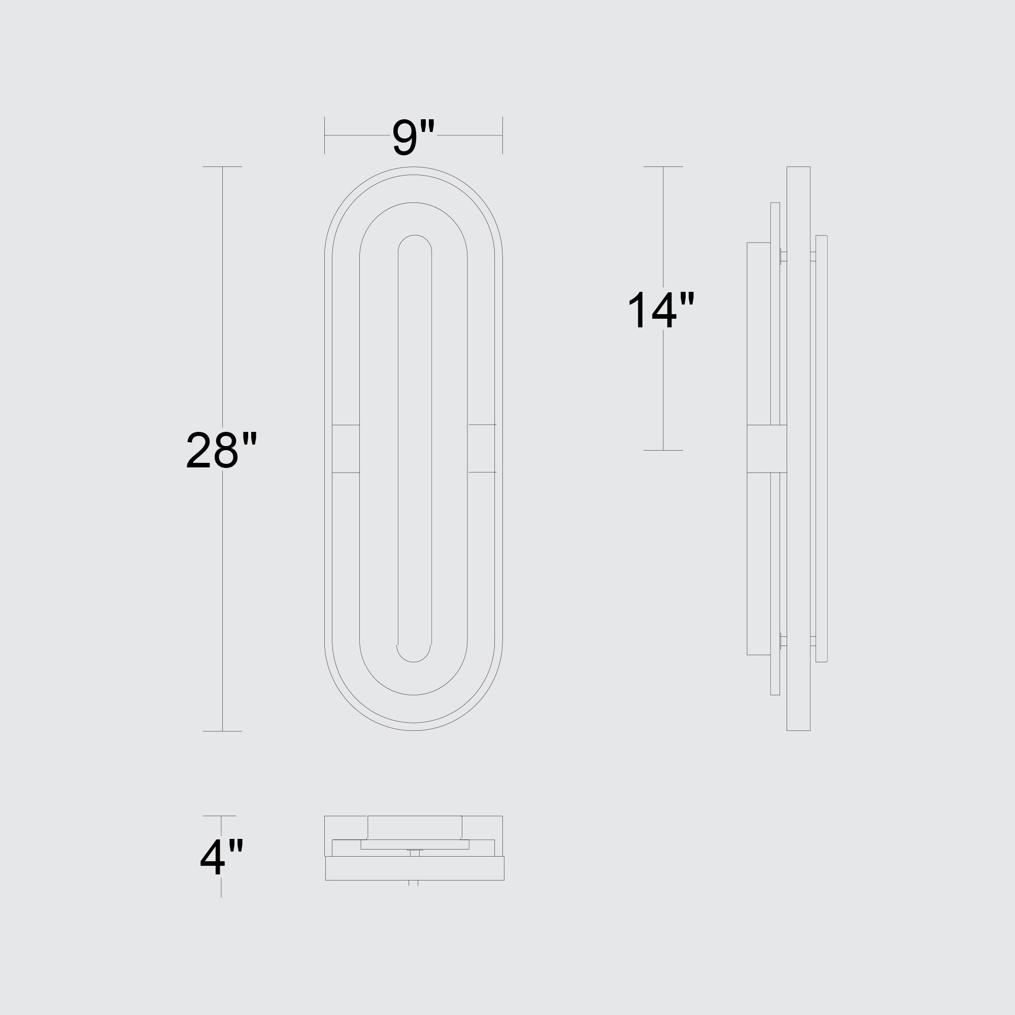 Alteck Roundabout 28-Inch Black 3-CCT LED Outdoor Wall Light - AW0126-3CCT-W-BK - Line Drawing