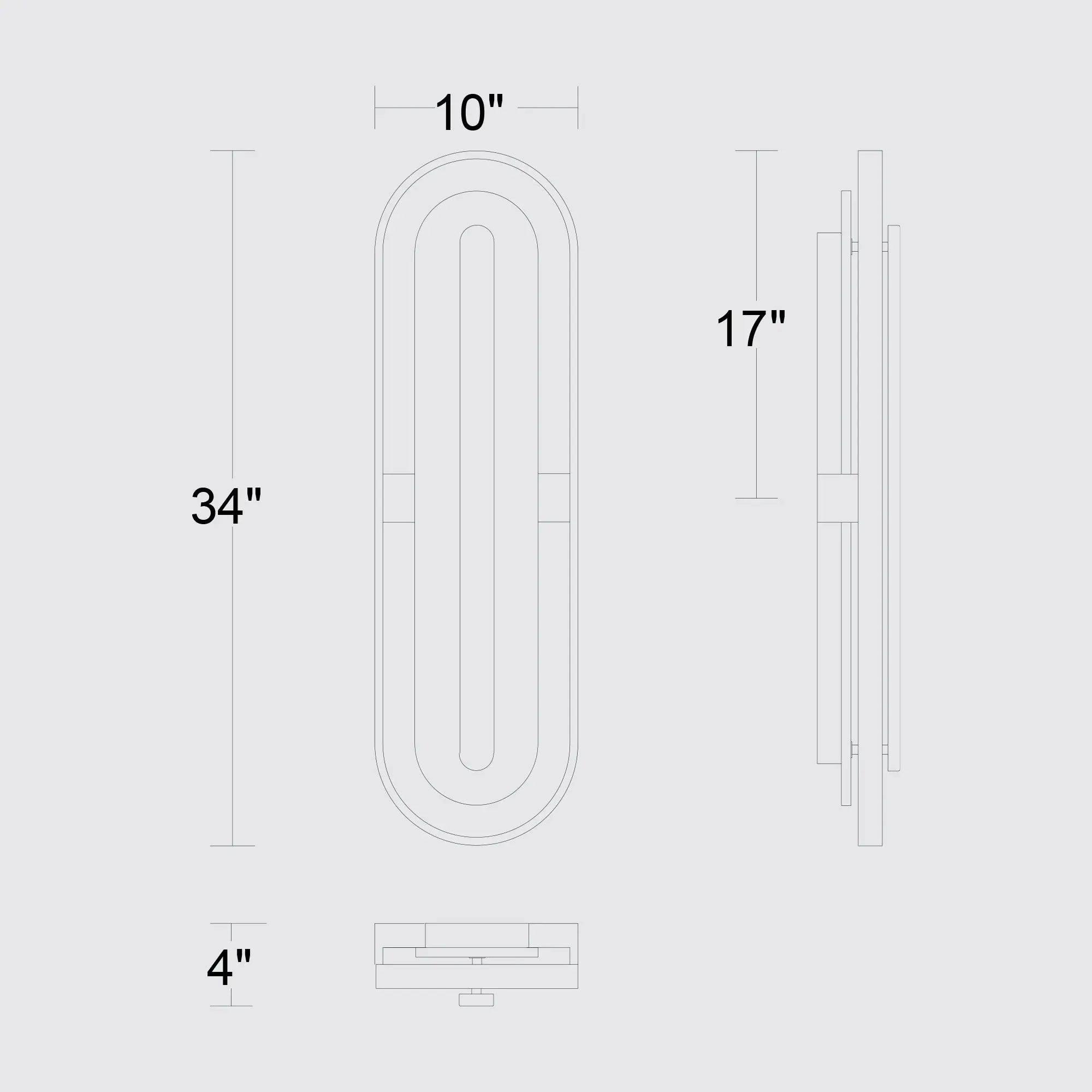 Alteck Roundabout 34-Inch Black 3-CCT LED Outdoor Wall Light - AW0127-3CCT-W-BK - Line Drawing