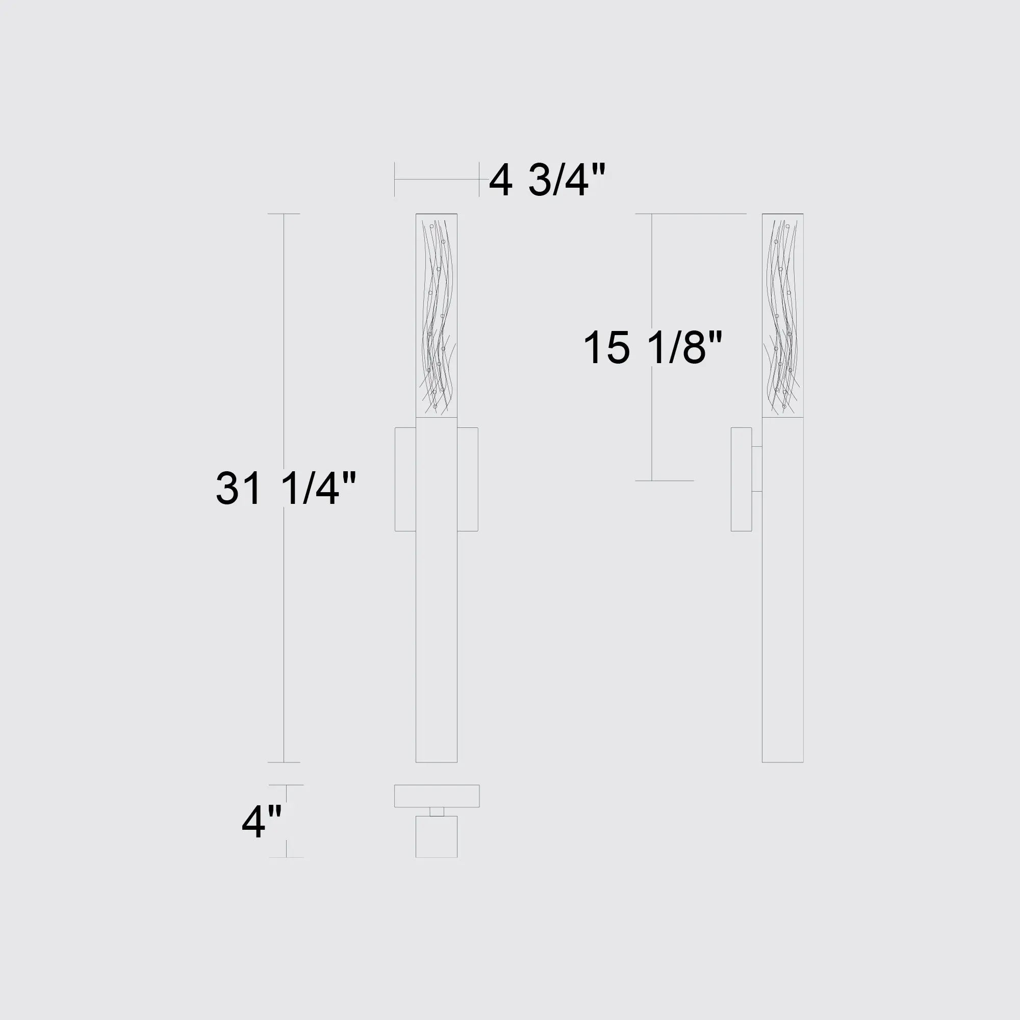 Alteck Folio 31.25-Inch Black 3-CCT LED Outdoor Wall Light - AW0128-3CCT-W-BK - Line Drawing