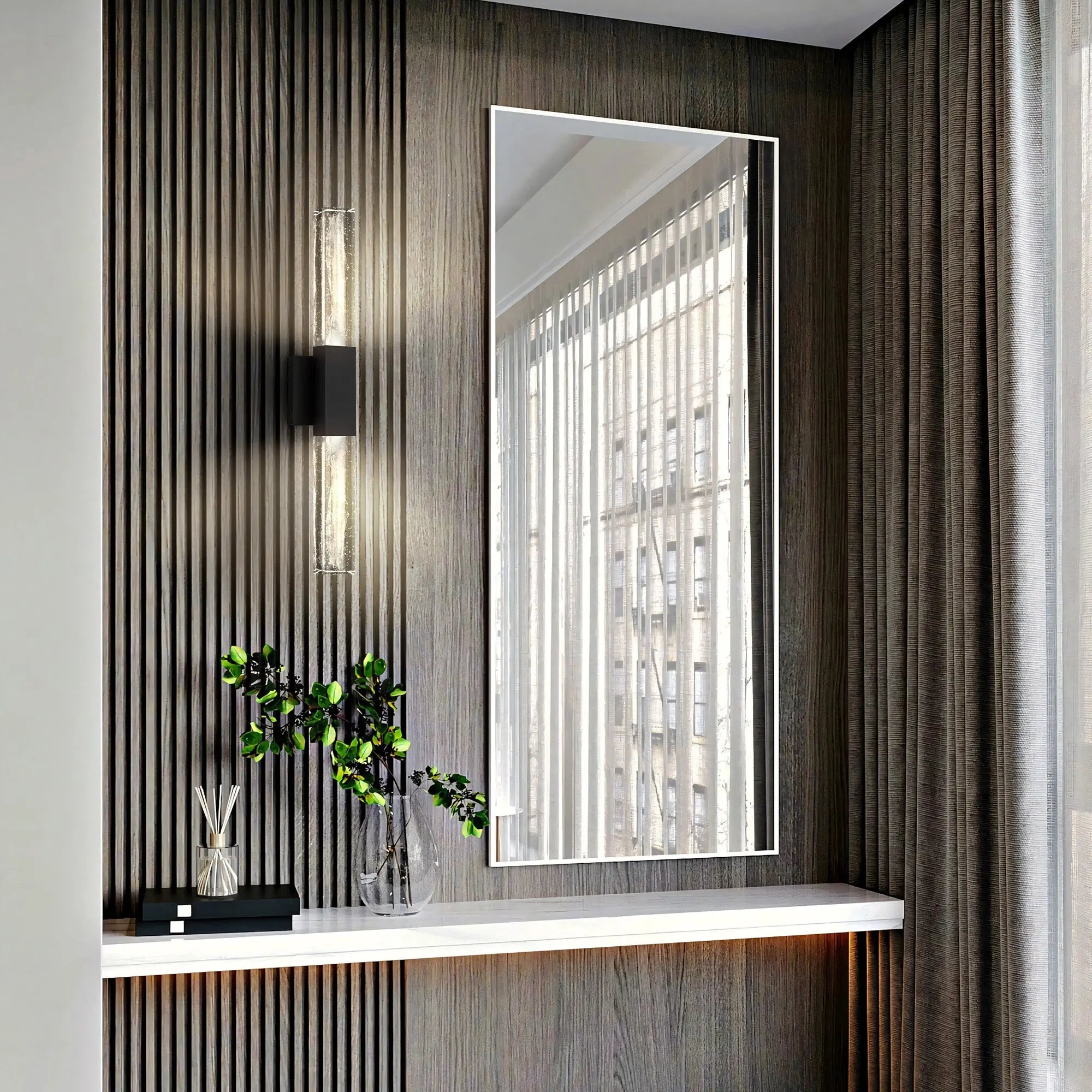 Alteck Folio 24-Inch Black 3-CCT LED Outdoor Wall Light - AW0129-3CCT-W-BK - Application Interior Image