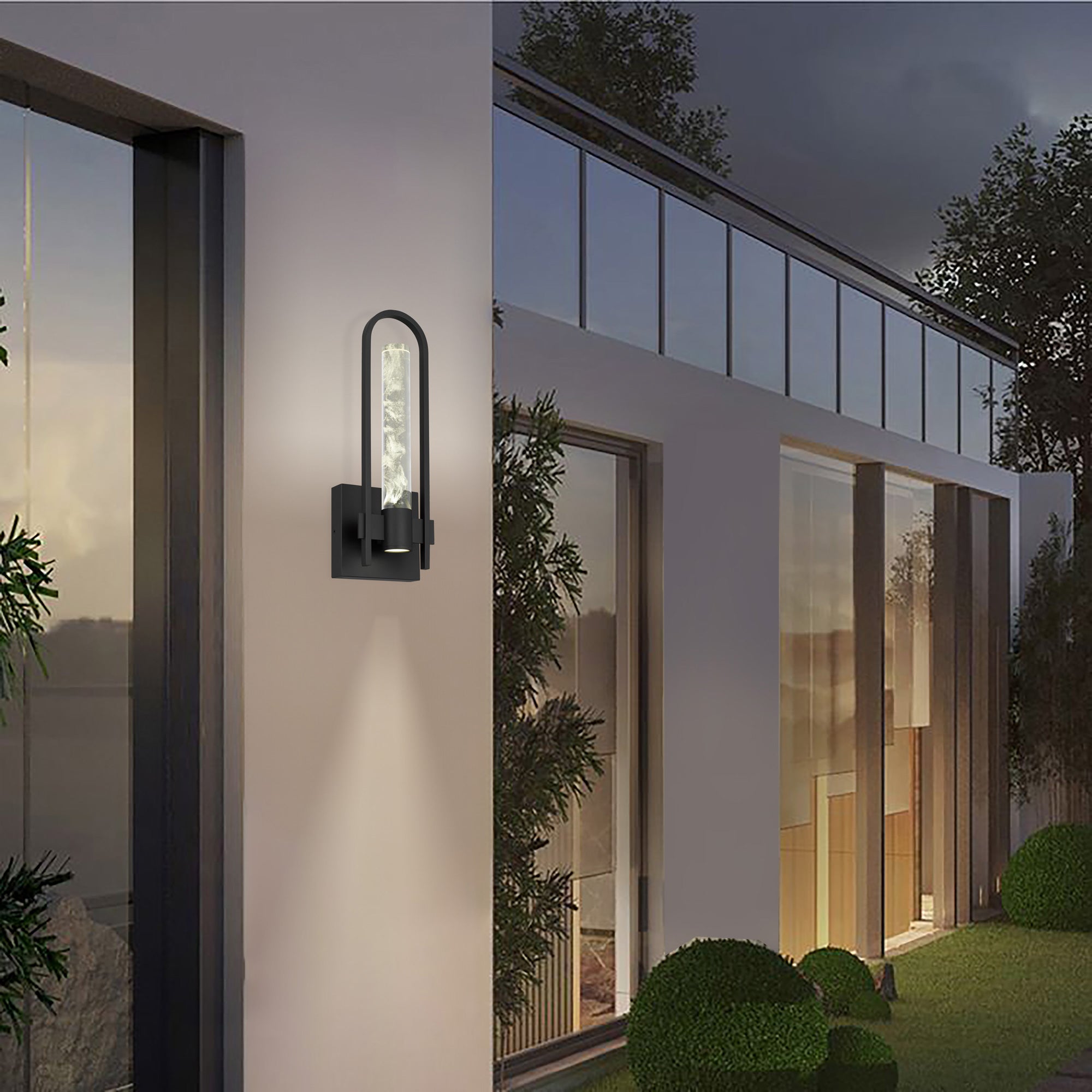 Alteck Arch 12.75-Inch Black 3-CCT LED Outdoor Wall Light - AW0131-3CCT-W-BK - Application Exterior Image