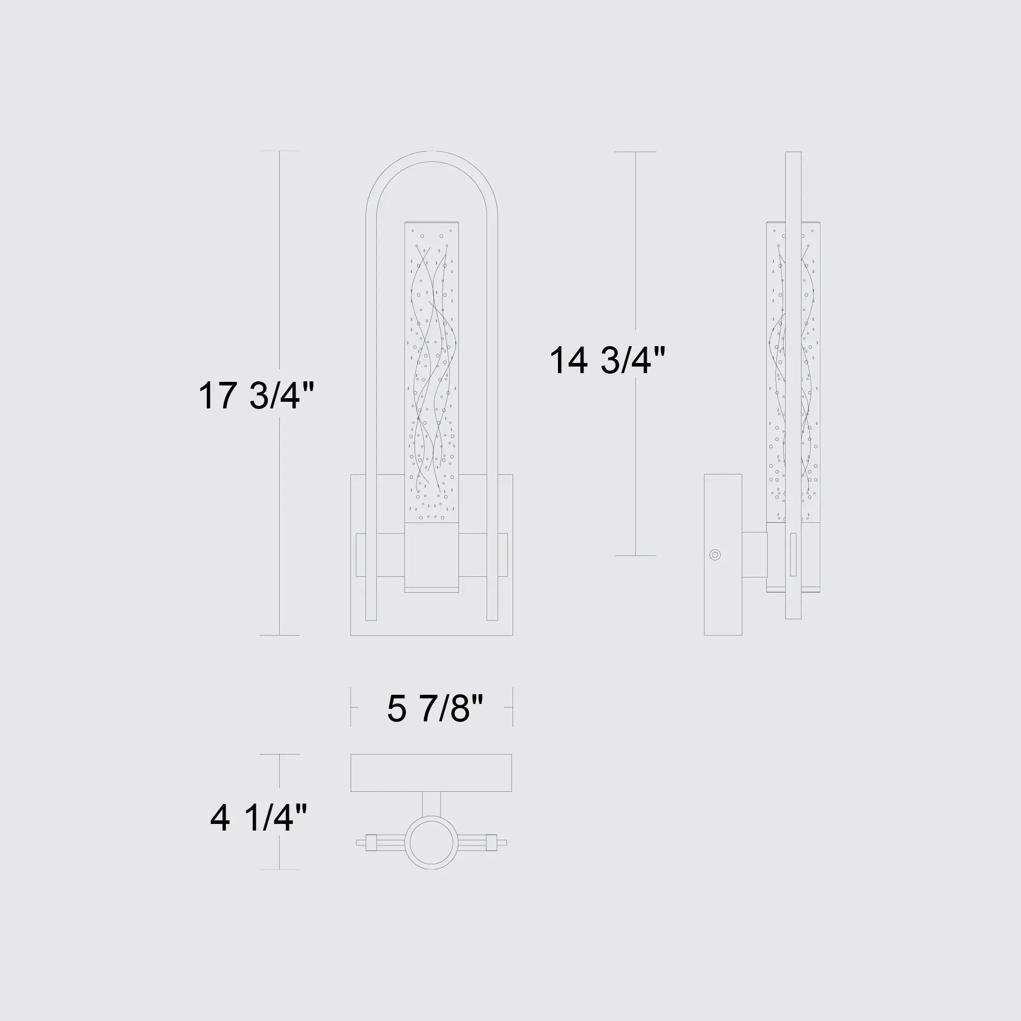 Alteck Arch 17.75-Inch Black 3-CCT LED Outdoor Wall Light - AW0132-3CCT-W-BK - Line Drawing