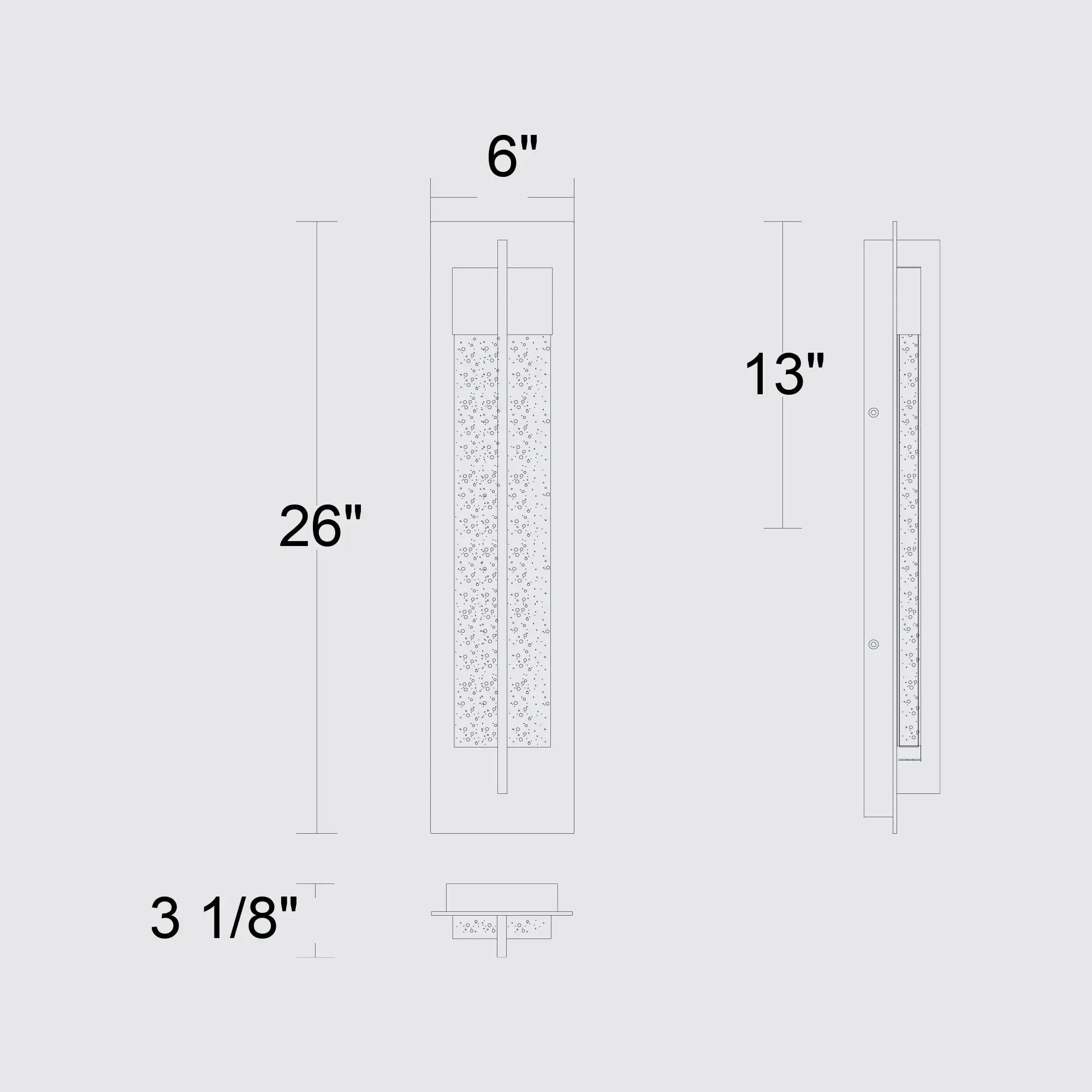 Alteck Rivera 26-Inch Black 3-CCT LED Outdoor Wall Light - AW0134-3CCT-W-BK - Line Drawing