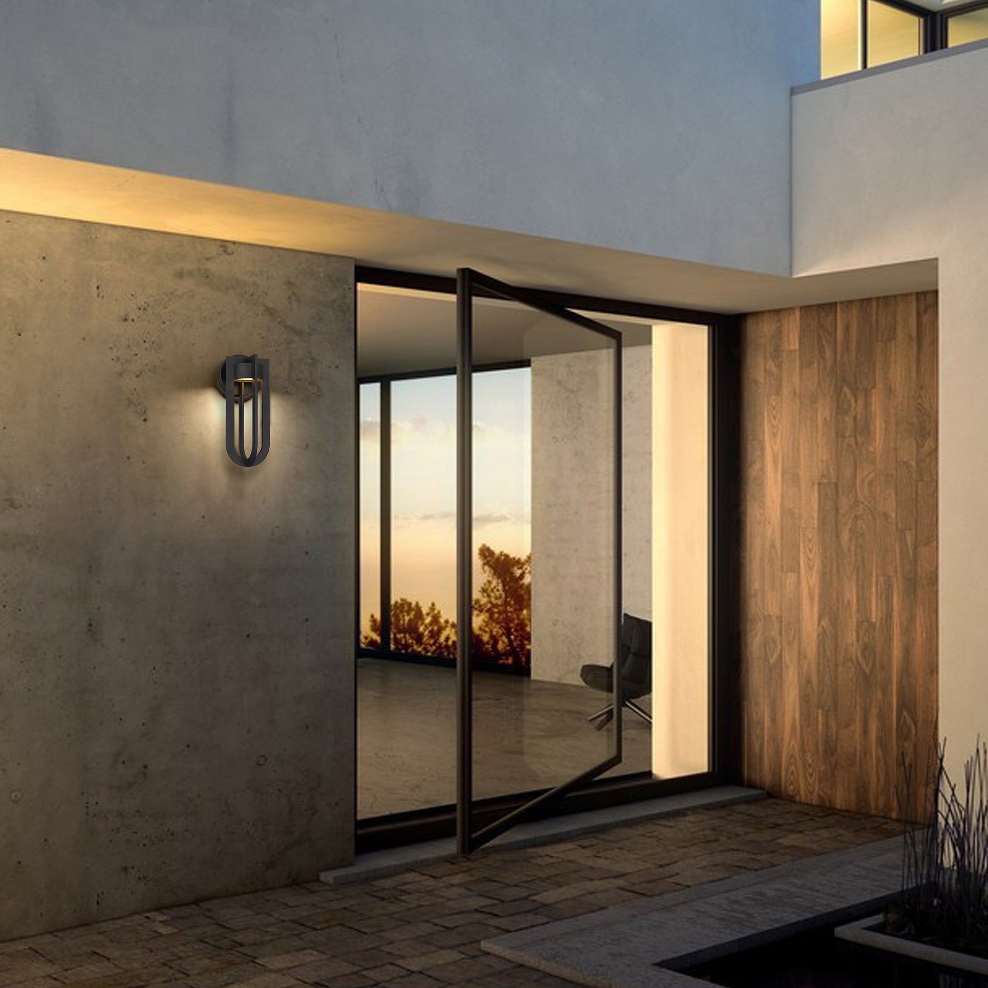 Alteck Furo 12-Inch Dark Bronze 3-CCT LED Outdoor Wall Light - AW0138-3CCT-W-DB - Application Exterior Image