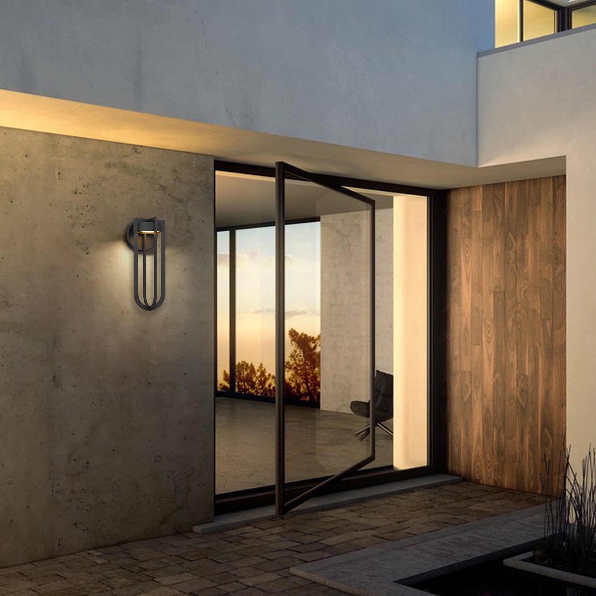 Alteck Furo 16.375-Inch Dark Bronze 3-CCT LED Outdoor Wall Light - AW0139-3CCT-W-DB - Application Exterior Image