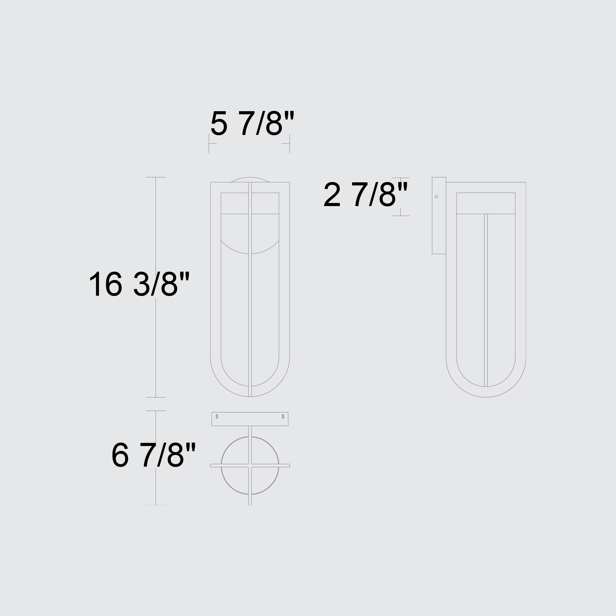 Alteck Furo 16.375-Inch Dark Bronze 3-CCT LED Outdoor Wall Light - AW0139-3CCT-W-DB - Line Drawing