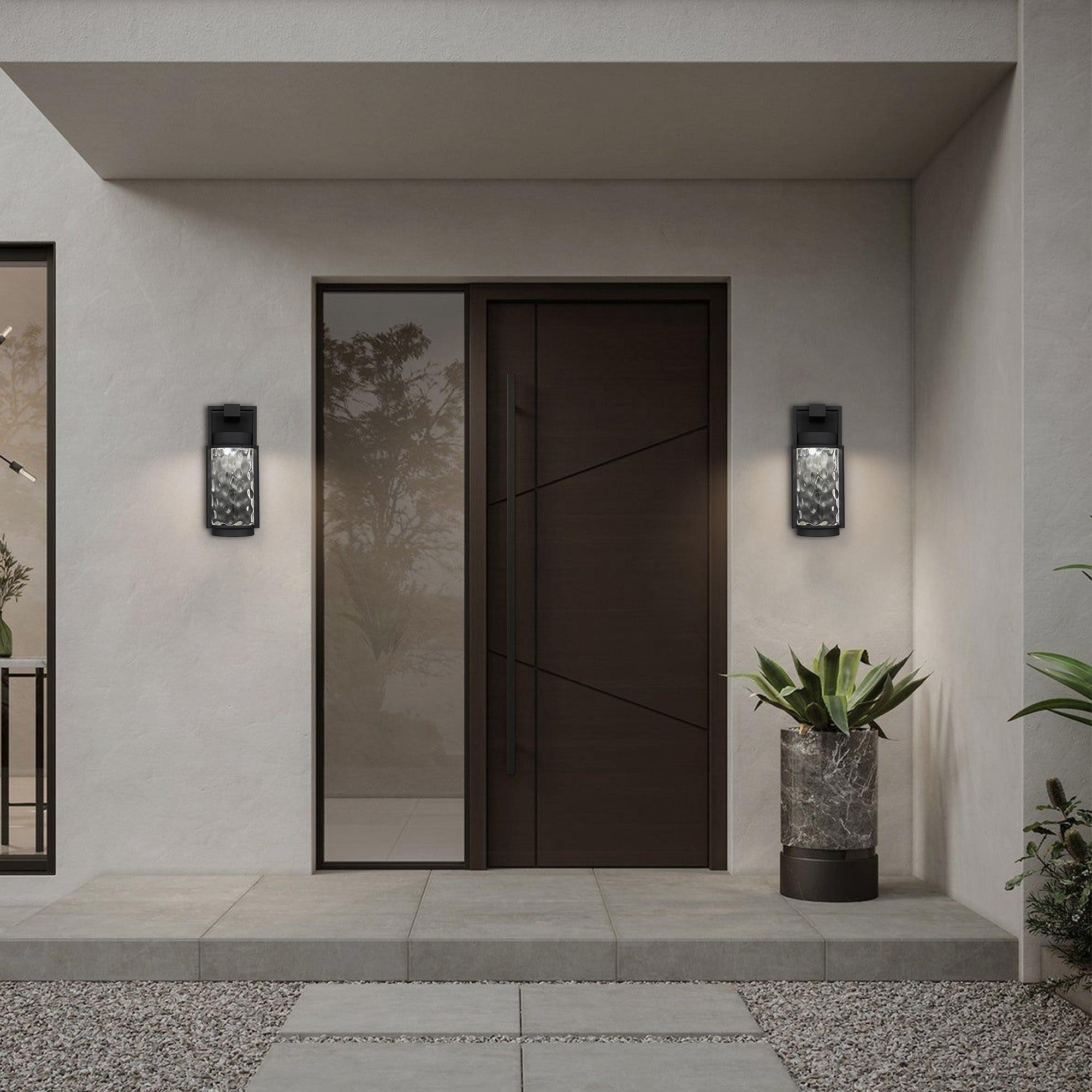 Alteck Winston 12.875-Inch Black 3-CCT LED Outdoor Wall Light - AW0140-3CCT-W-BK - Application Exterior Image
