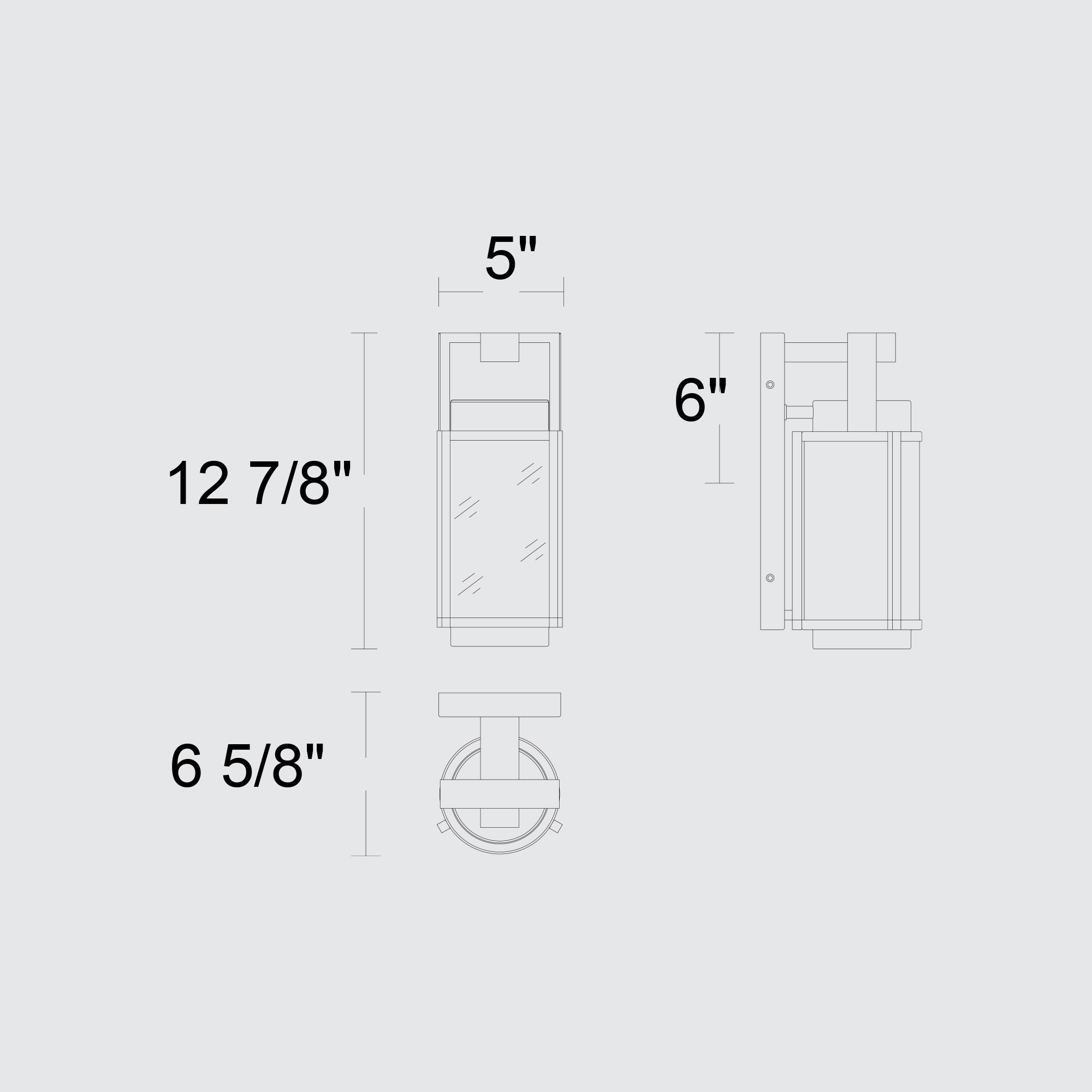 Alteck Winston 12.875-Inch Black 3-CCT LED Outdoor Wall Light - AW0140-3CCT-W-BK - Line Drawing