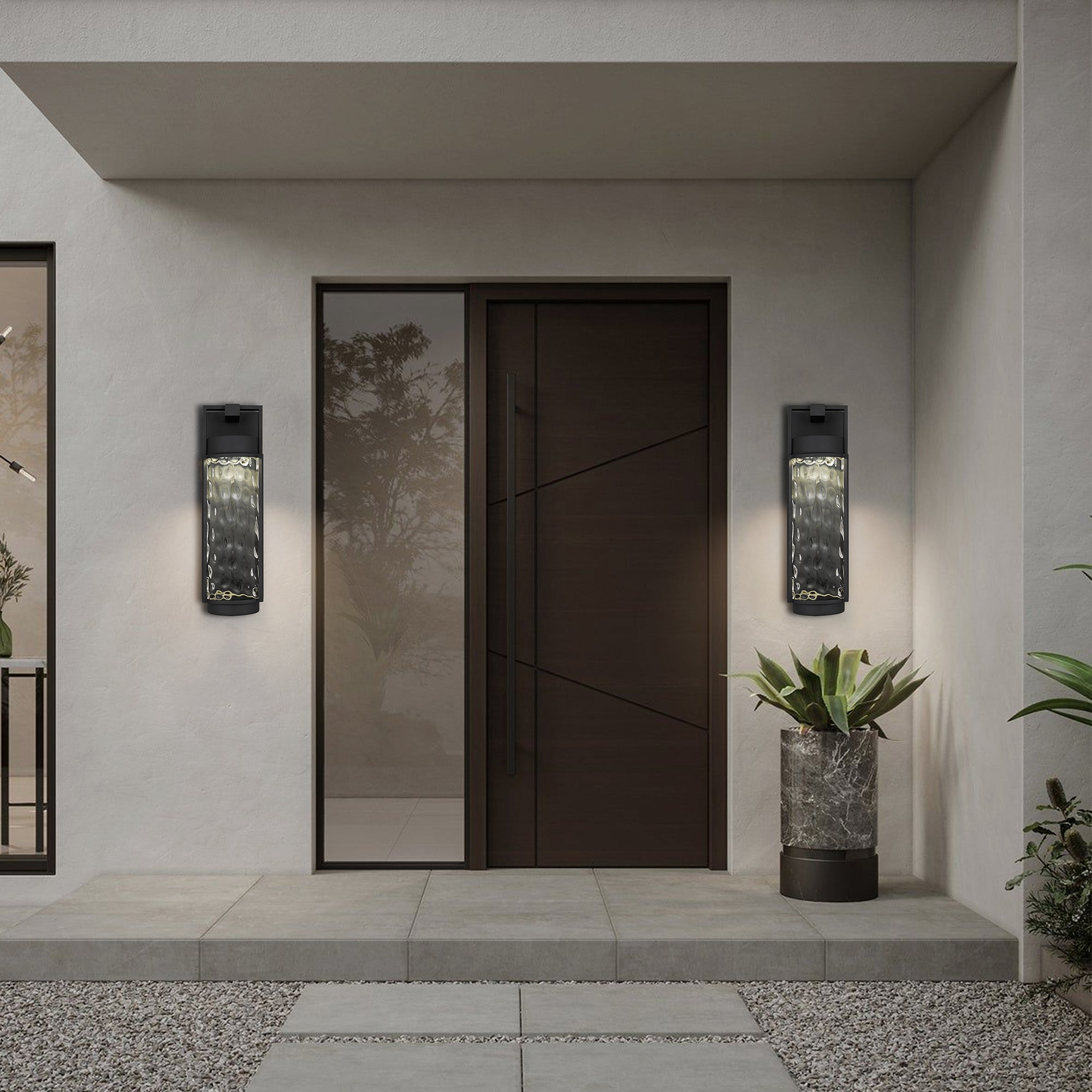 Alteck Winston 21.75-Inch Black 3-CCT LED Outdoor Wall Light - AW0142-3CCT-W-BK - Application Exterior Image