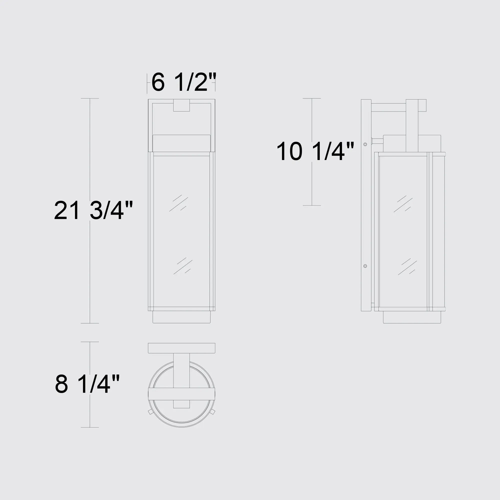 Alteck Winston 21.75-Inch Black 3-CCT LED Outdoor Wall Light - AW0142-3CCT-W-BK - Line Drawing
