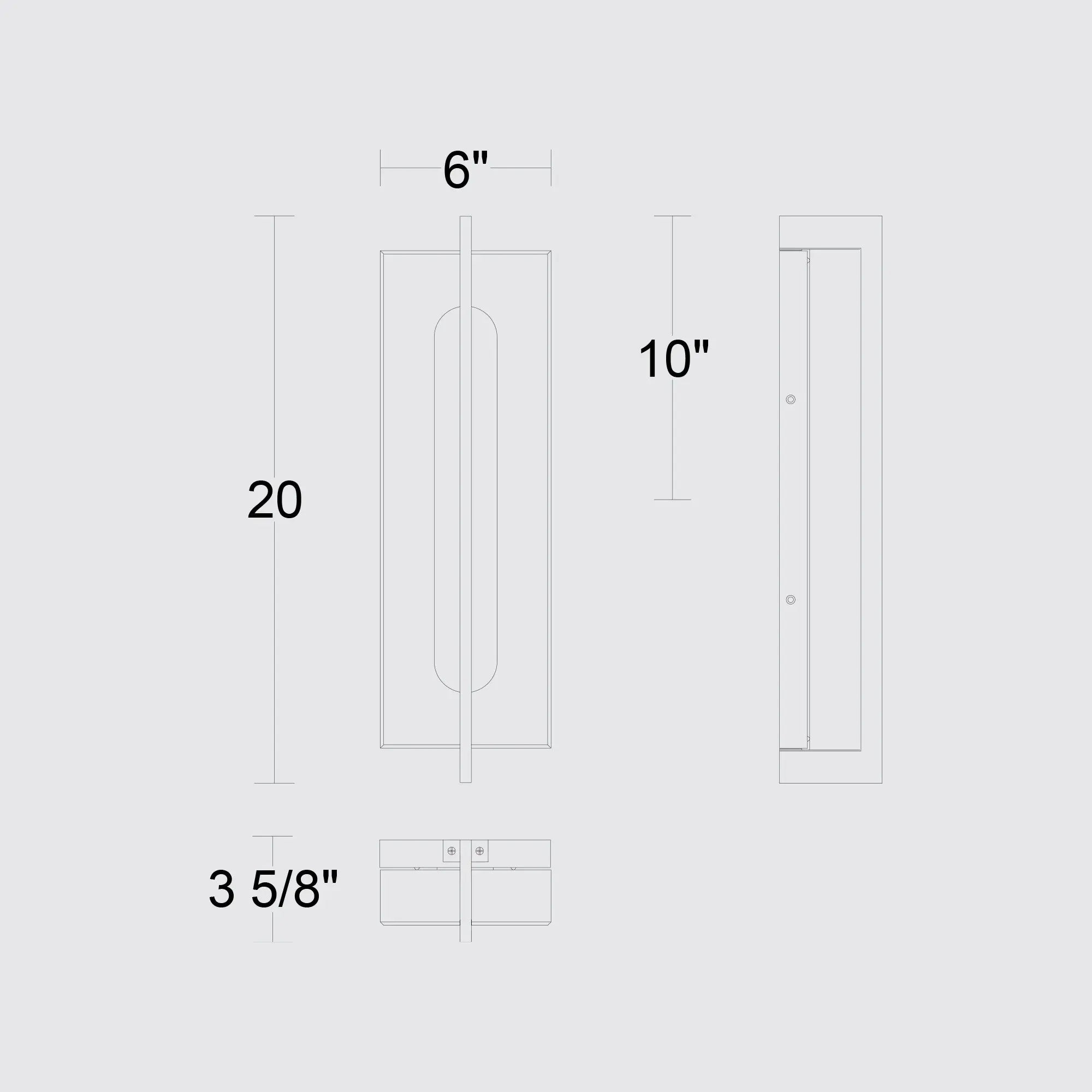 Alteck Avani 20-Inch Black 3-CCT LED Outdoor Wall Light - AW0144-3CCT-W-BK - Line Drawing